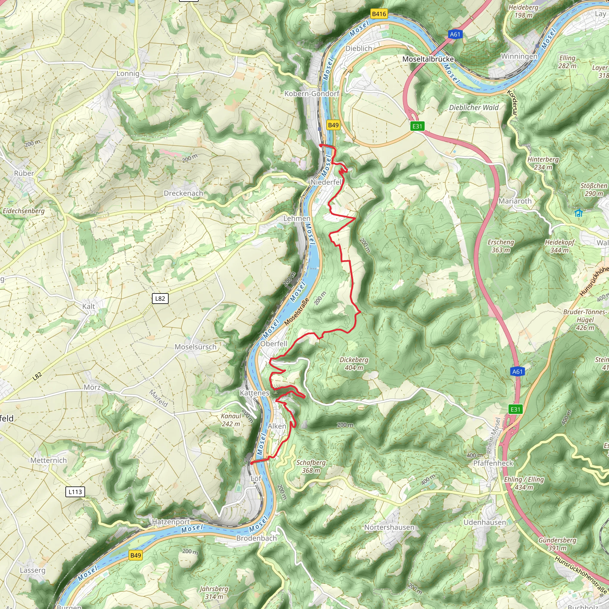 Löf to Kobern Gondorf Walk mobile static map