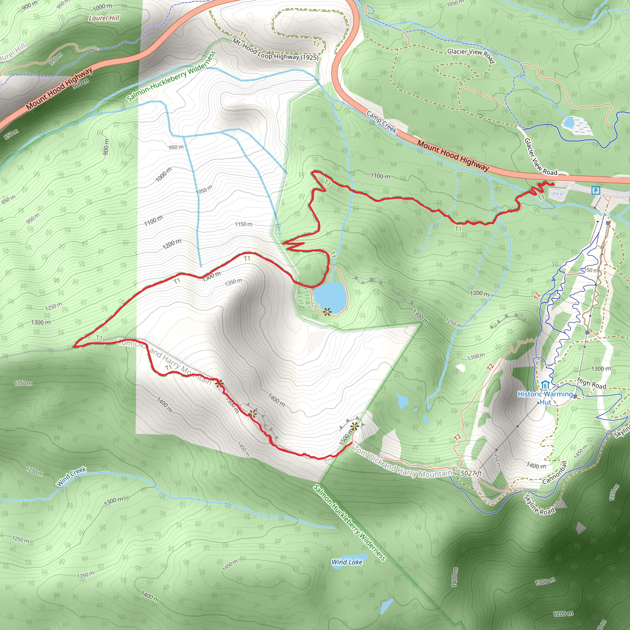 Tom Dick and Harry Mountain via Mirror Trail mobile static map