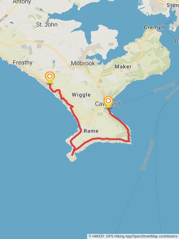 Cawsand to Whitsand Bay Walk mobile static map