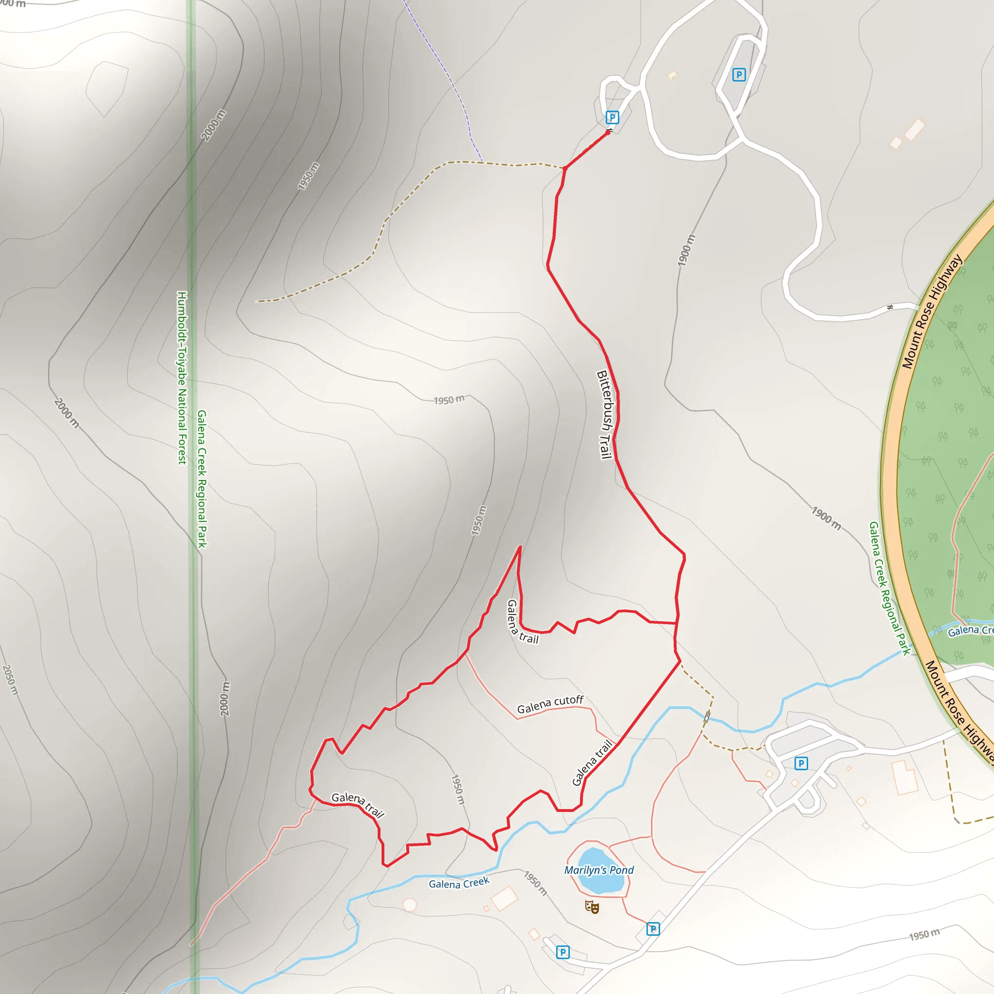 Bitterbush Trail and Galena Trail mobile static map