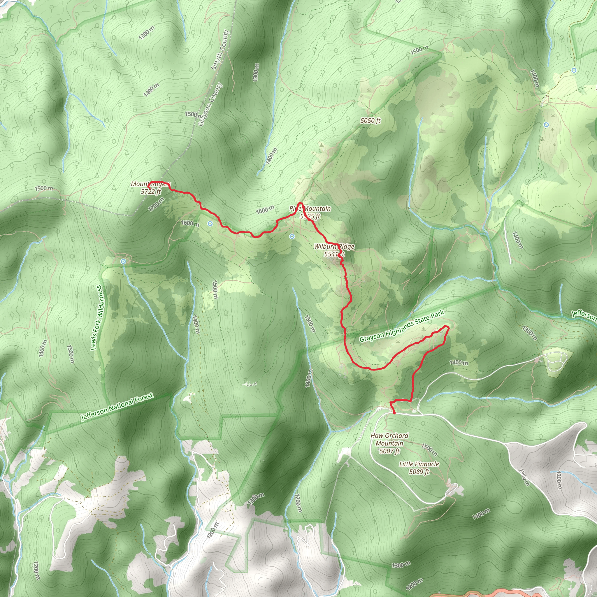 Pine Mountain Mount Rogers mobile static map