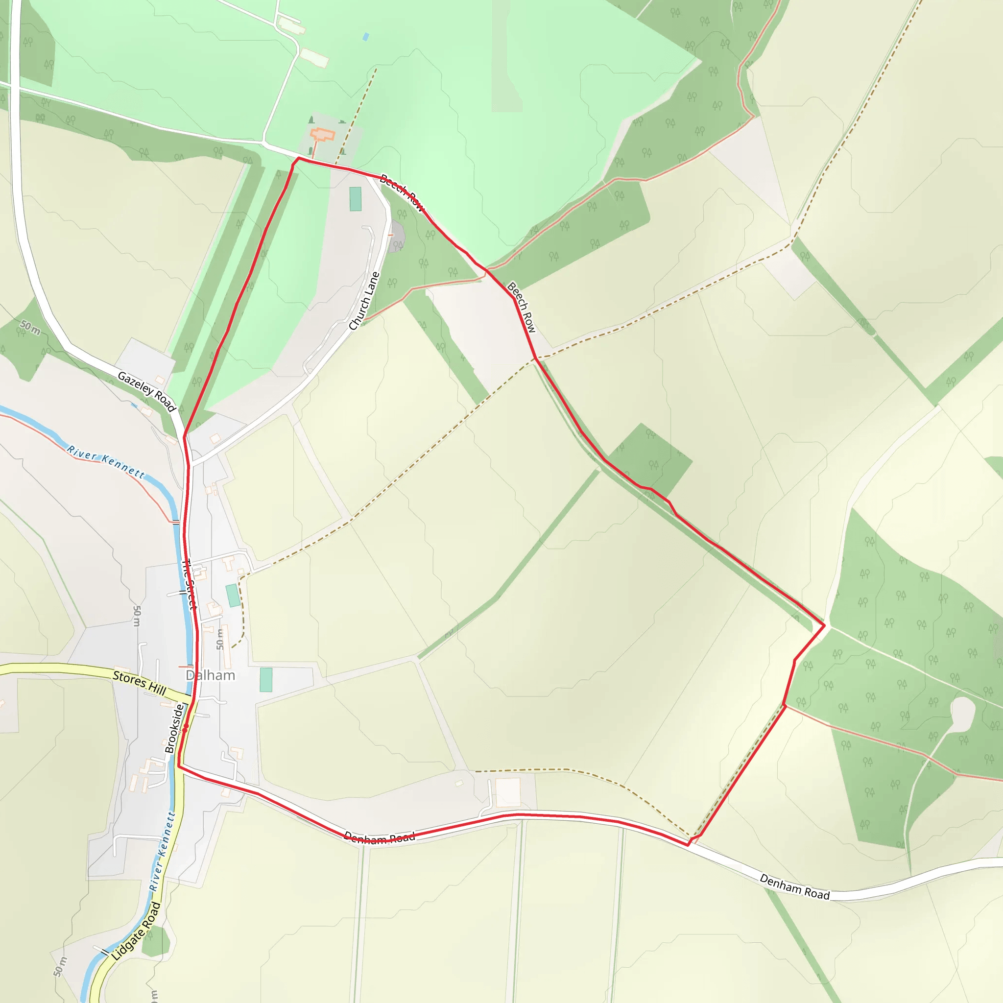 Dalham Loop mobile static map
