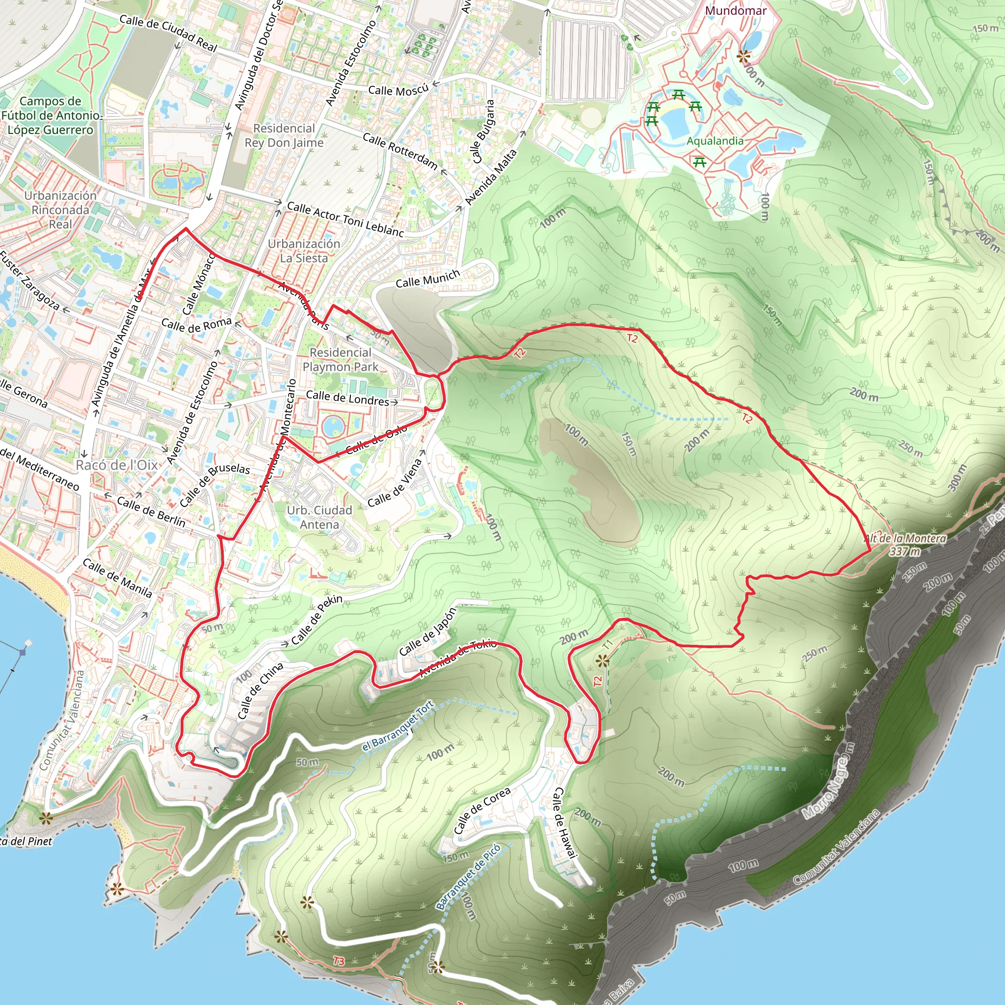 Benidorm Cross Hike mobile static map