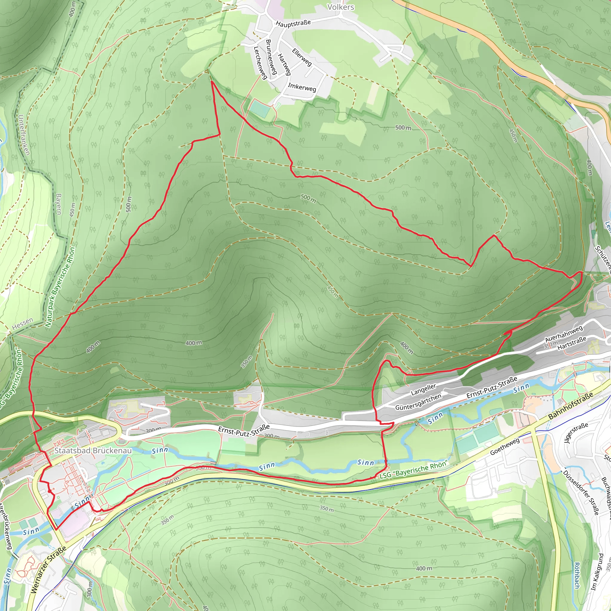 Staatsbad Bad Brückenau Loop via Extratour Konigsweg mobile static map