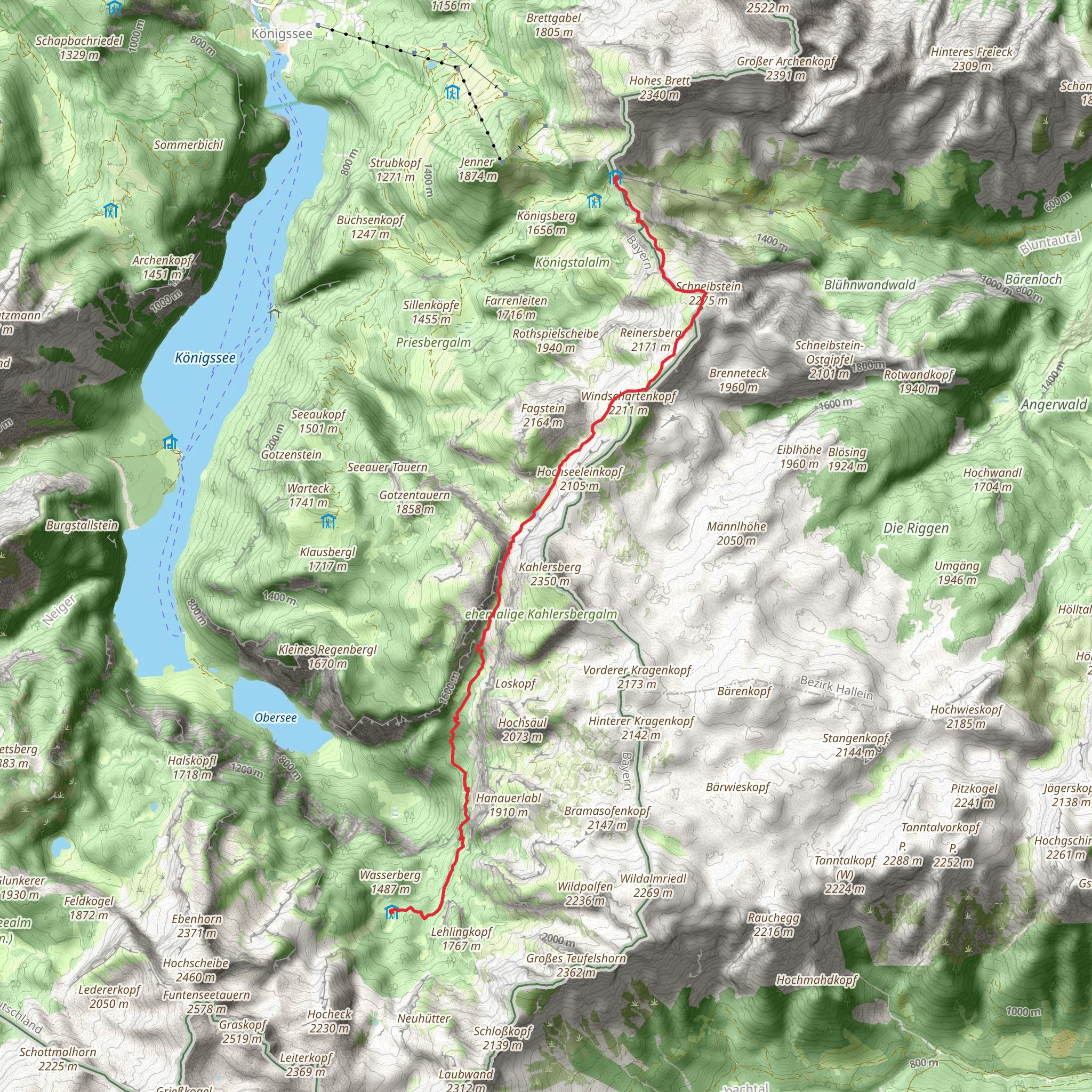 Wasseralm, Berchtesgadener Land to Carl-von-Stahl-Haus Walk via Seeleinsee and AV Weg 416 mobile static map