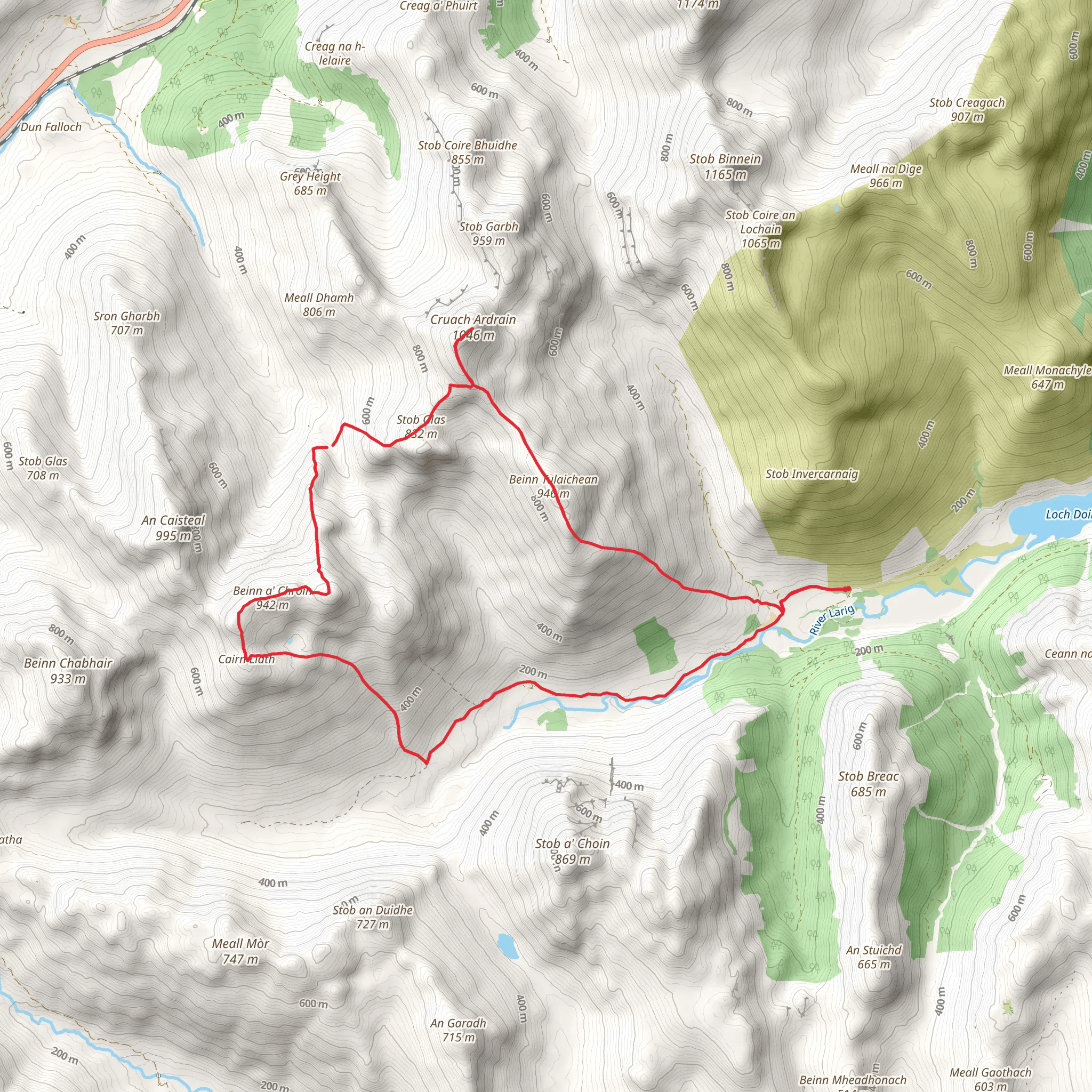 Cruach Àrdrain and Beinn Tulaichean Loop mobile static map