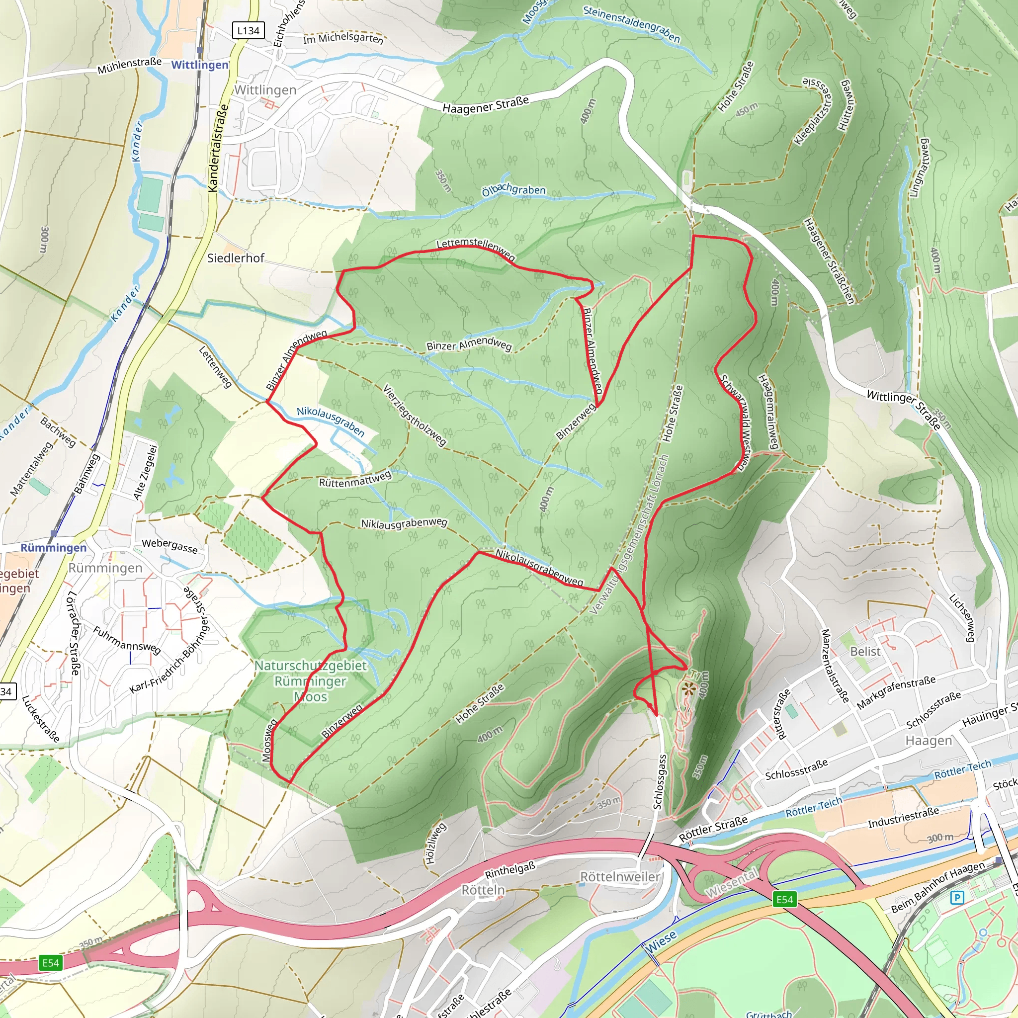 Binzerweg and Moosweg Loop mobile static map