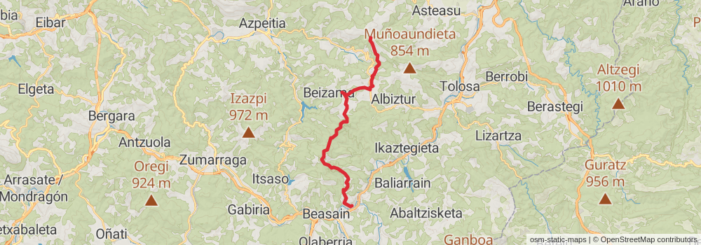 GR 35 - Paths of Transhumance Aralar-Coast stage 3 Map