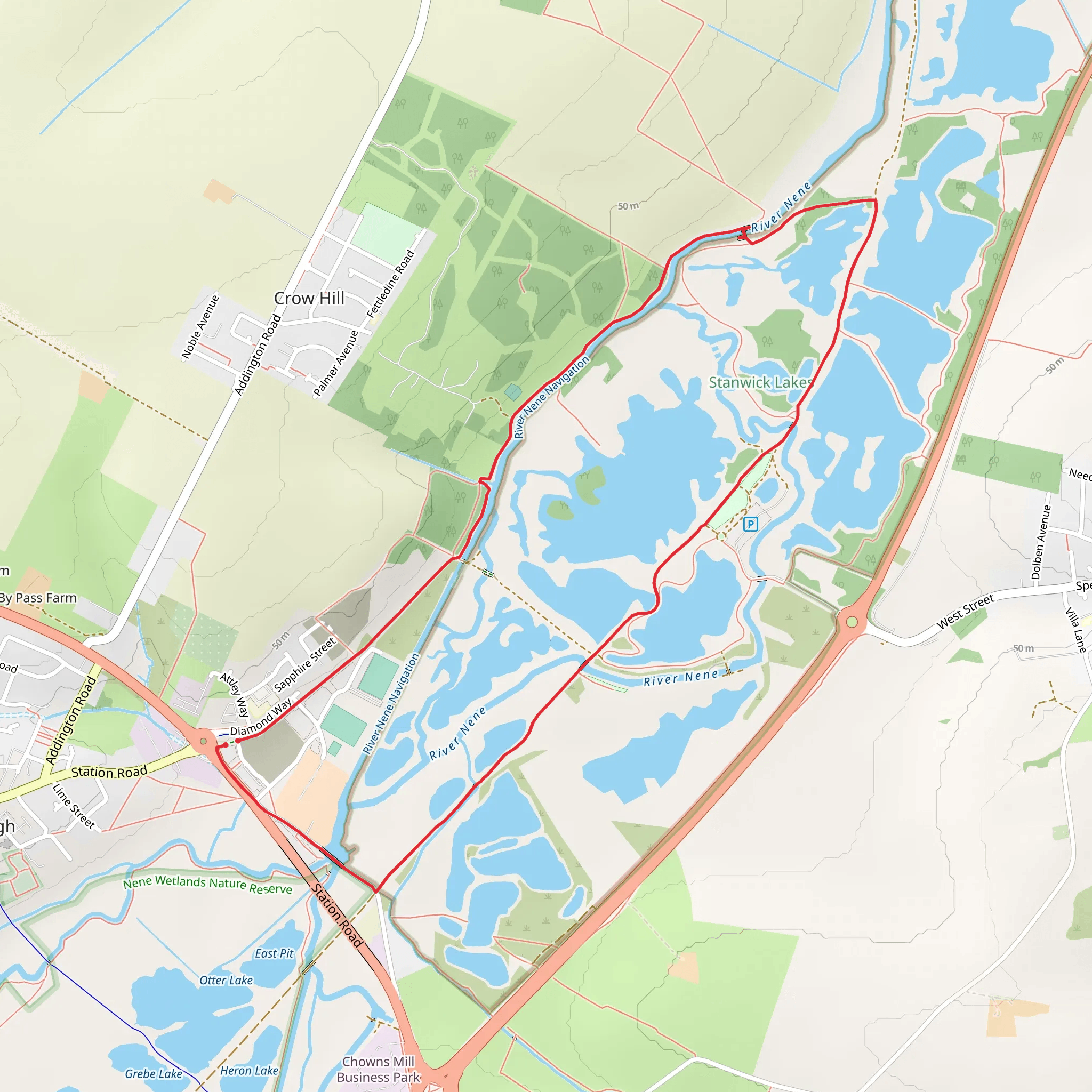 Stanwick Lakes Loop mobile static map