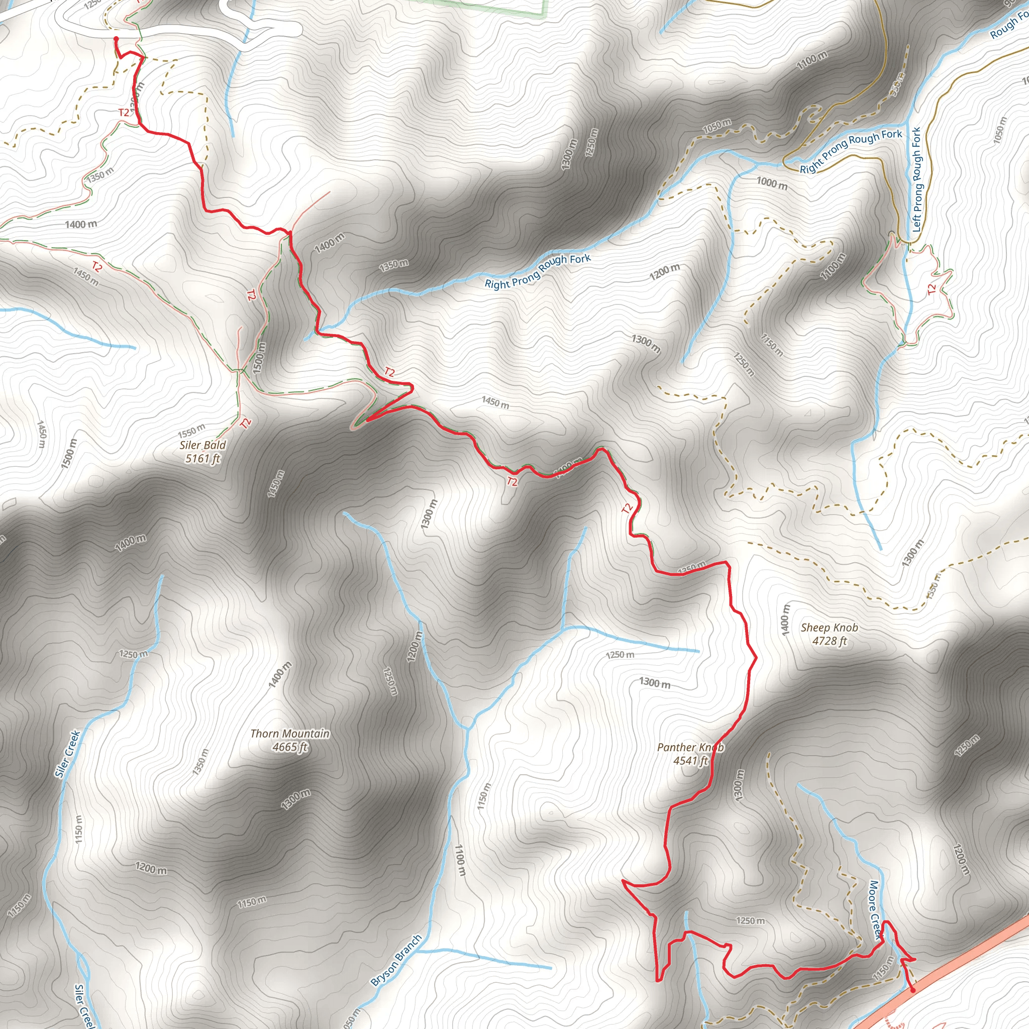 Wayah Crest to Winding Stair Gap via Appalachian Trail mobile static map