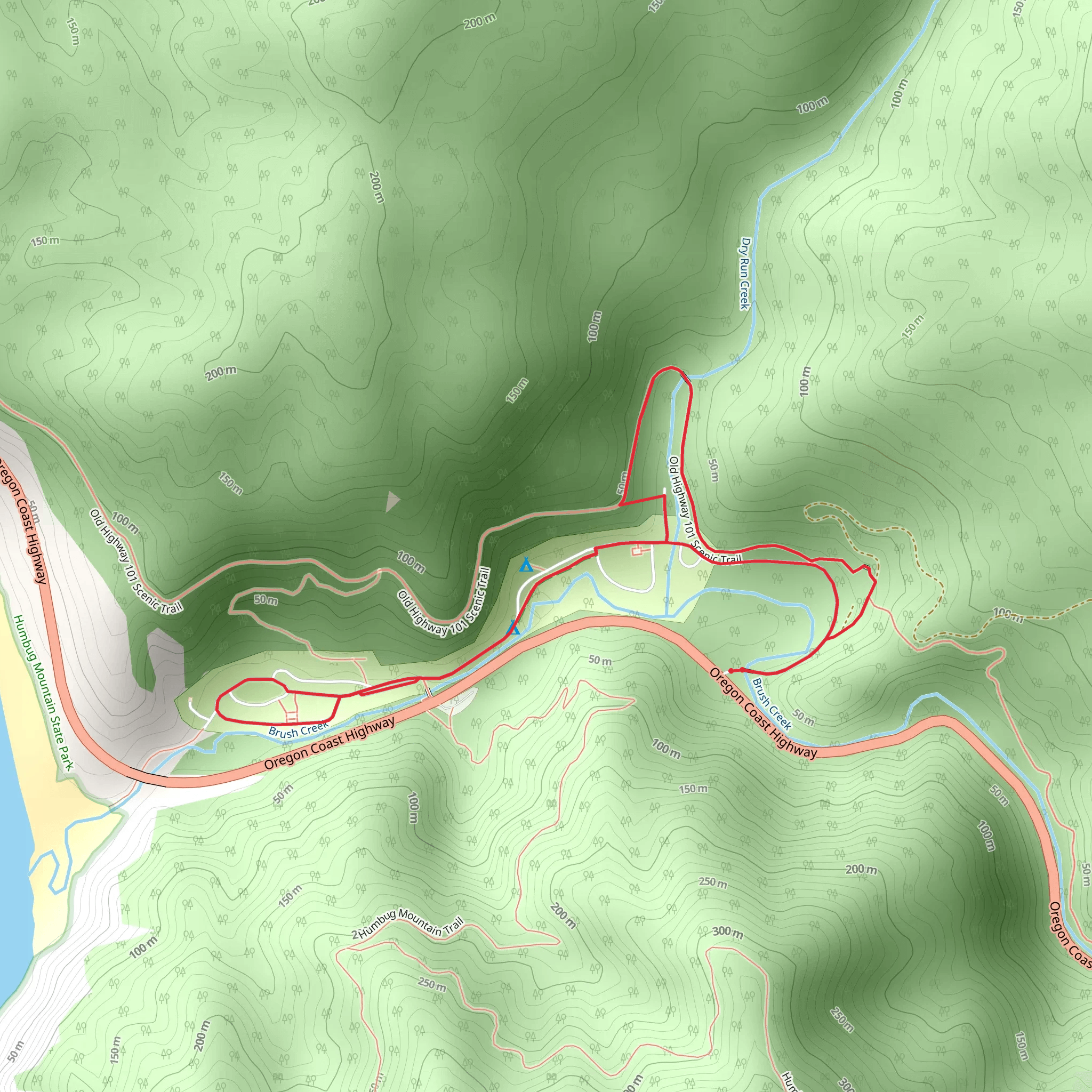 Loop beside Brush Creek mobile static map