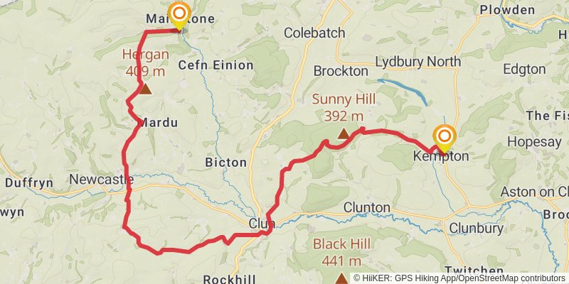 Shropshire Hills Loop stage 5 Map