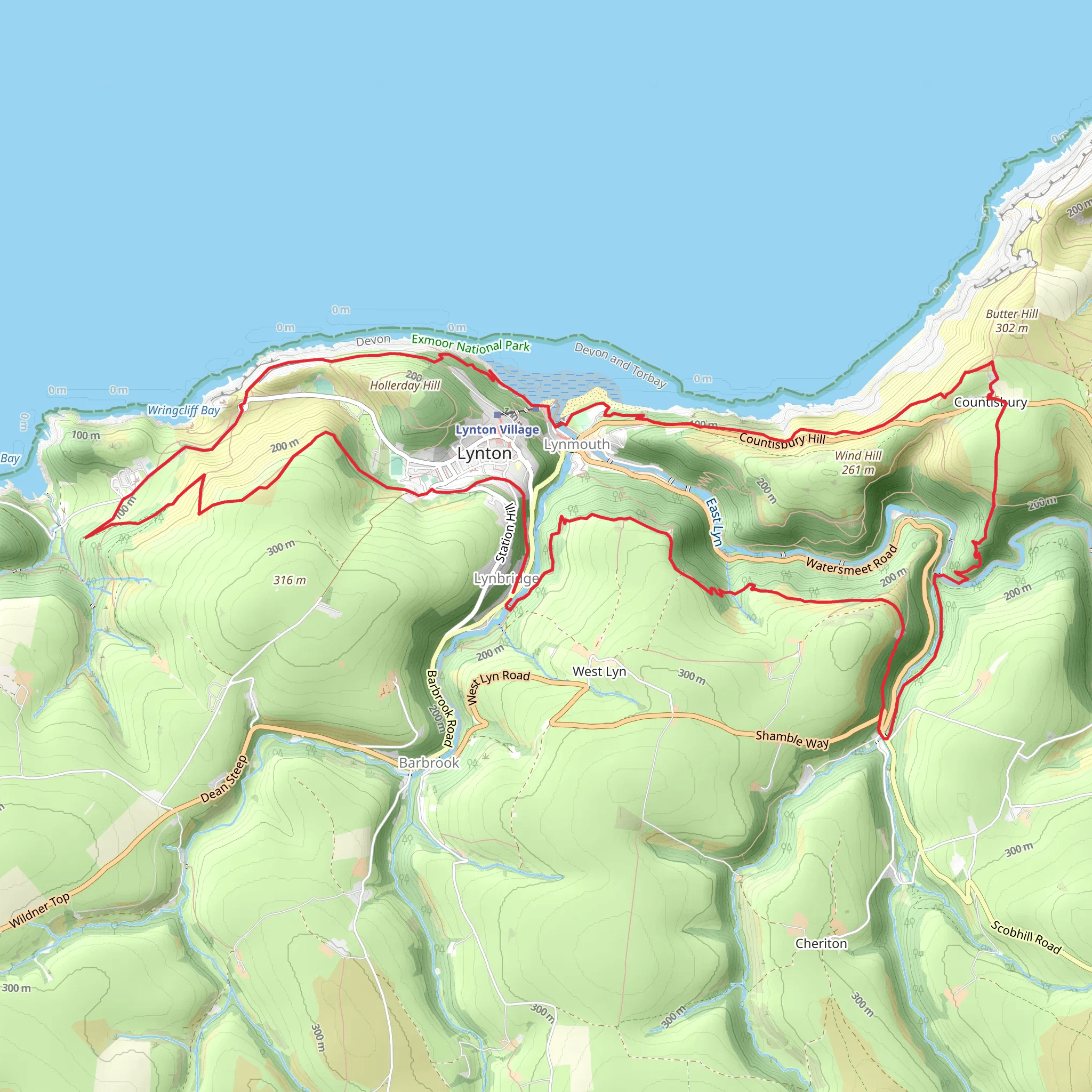 Lynton and Lynmouth Hike Walk mobile static map