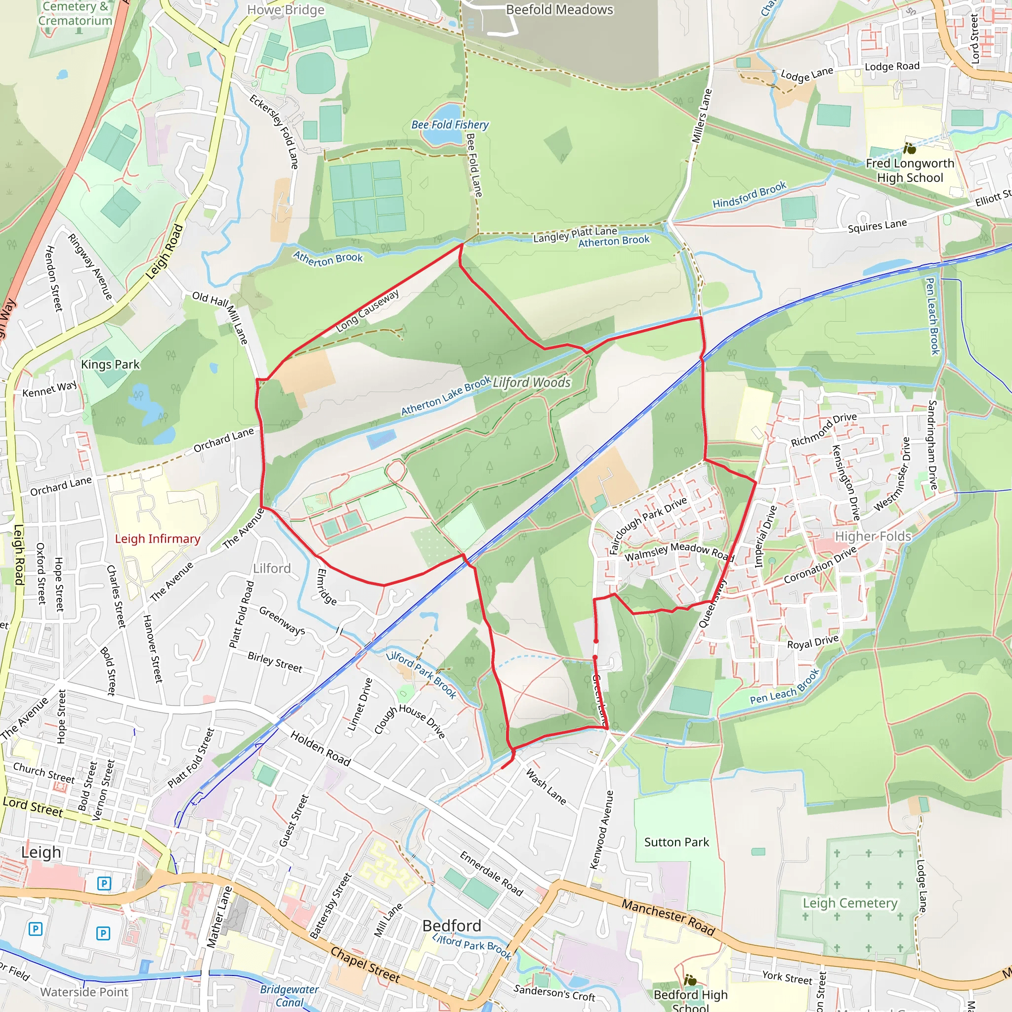 Lilford Woods Loop mobile static map