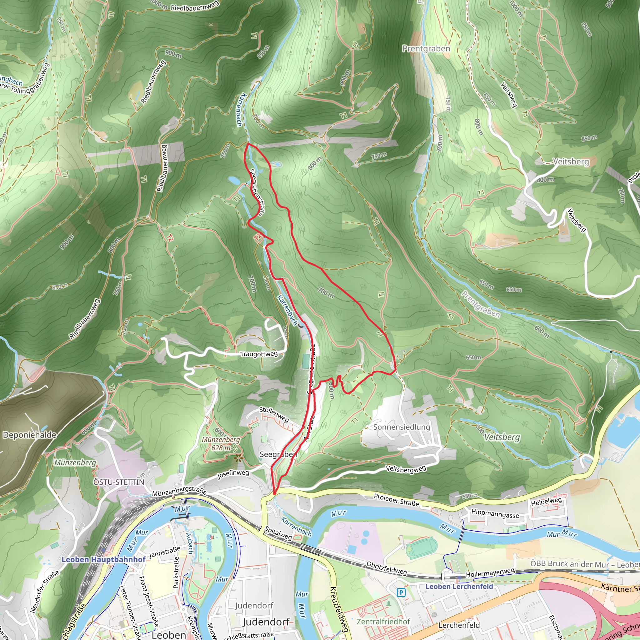Seegraben Nature Loop Trail mobile static map