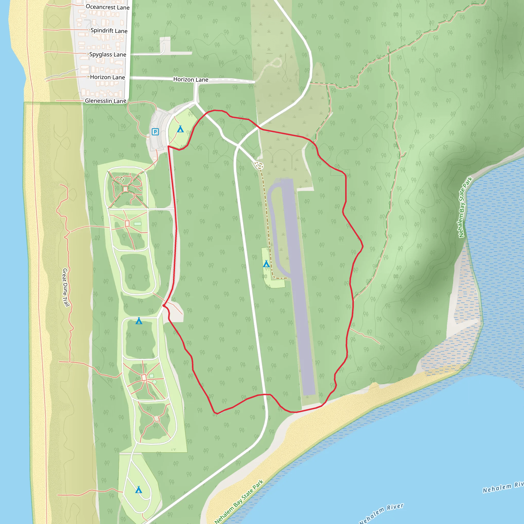 Nehalem Bay State Airport Loop mobile static map