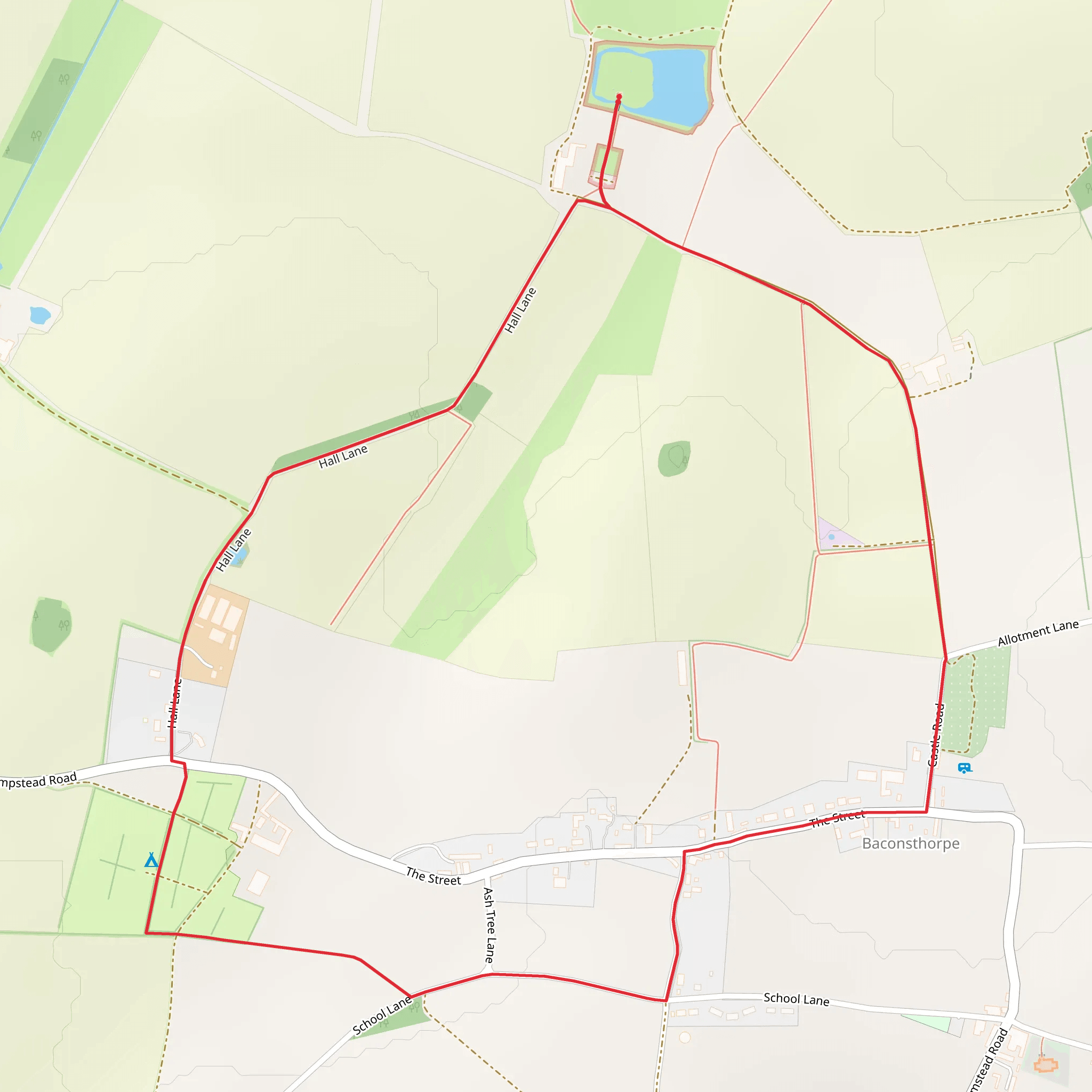 Baconsthorpe Castle and Meadows Loop mobile static map