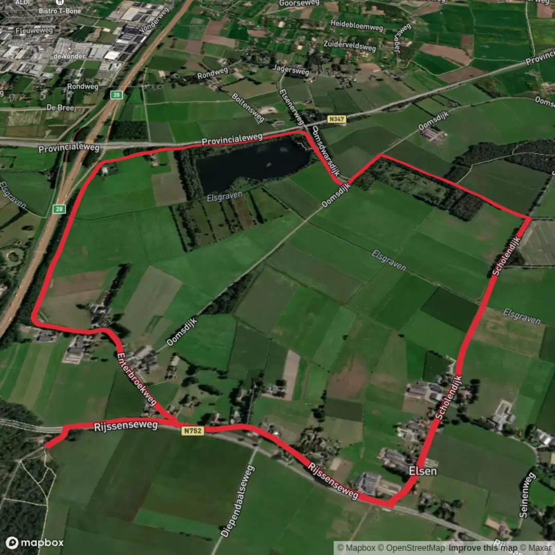 An image depicting the trail Entervenen Loop via Enterbroek Weg and its surrounding area.