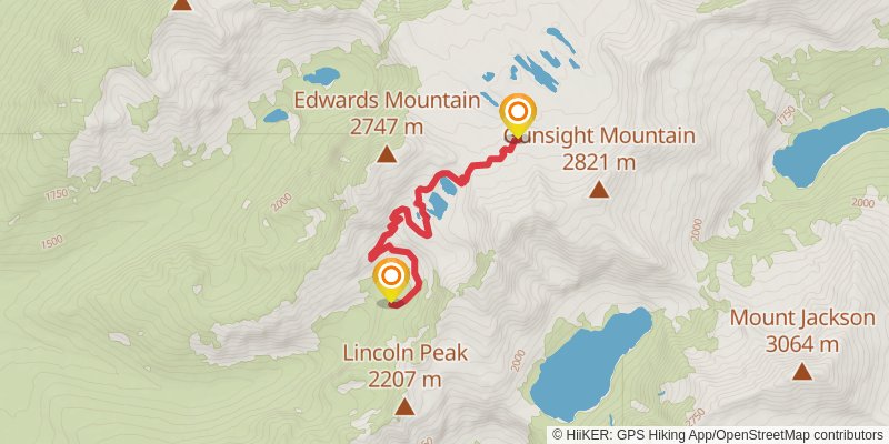Gunsight Pass Traverse spur 1 Map