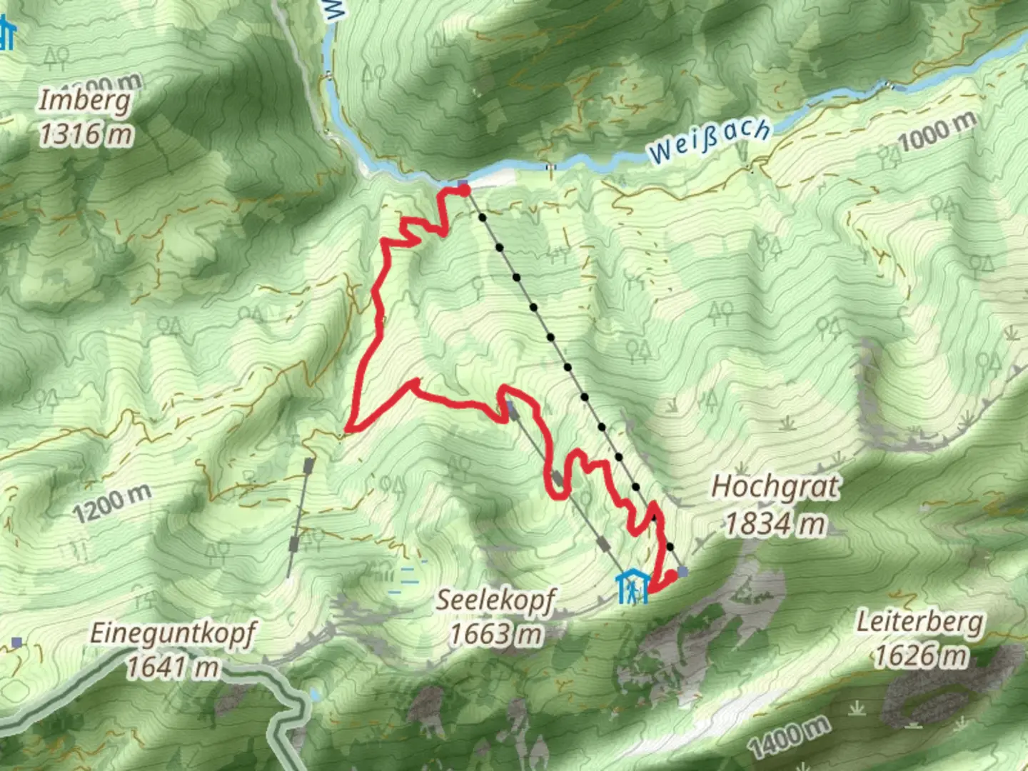 An image depicting the trail Ureibe bei Stelbis via Wandergebiet Oberstaufen and its surrounding area.