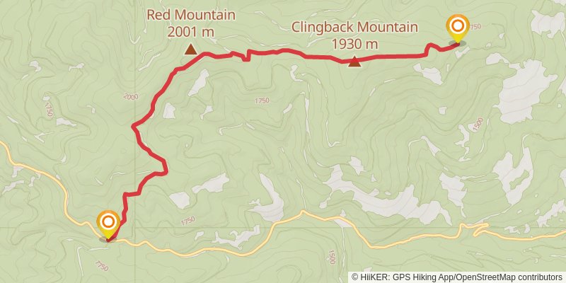 Clingback Mountain and Red Mountain Trail stage 2 Map