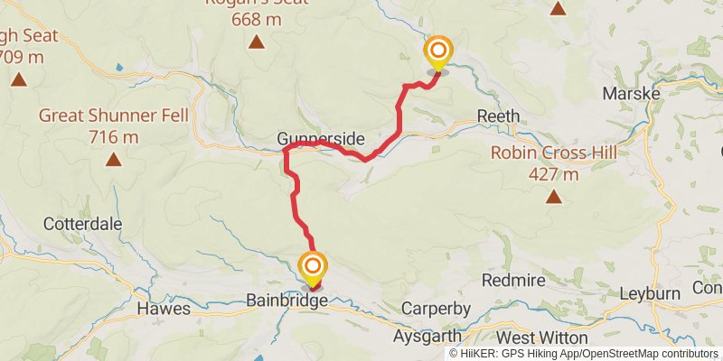 Greta Bridge to Skipton via Dales Way stage 2 Map