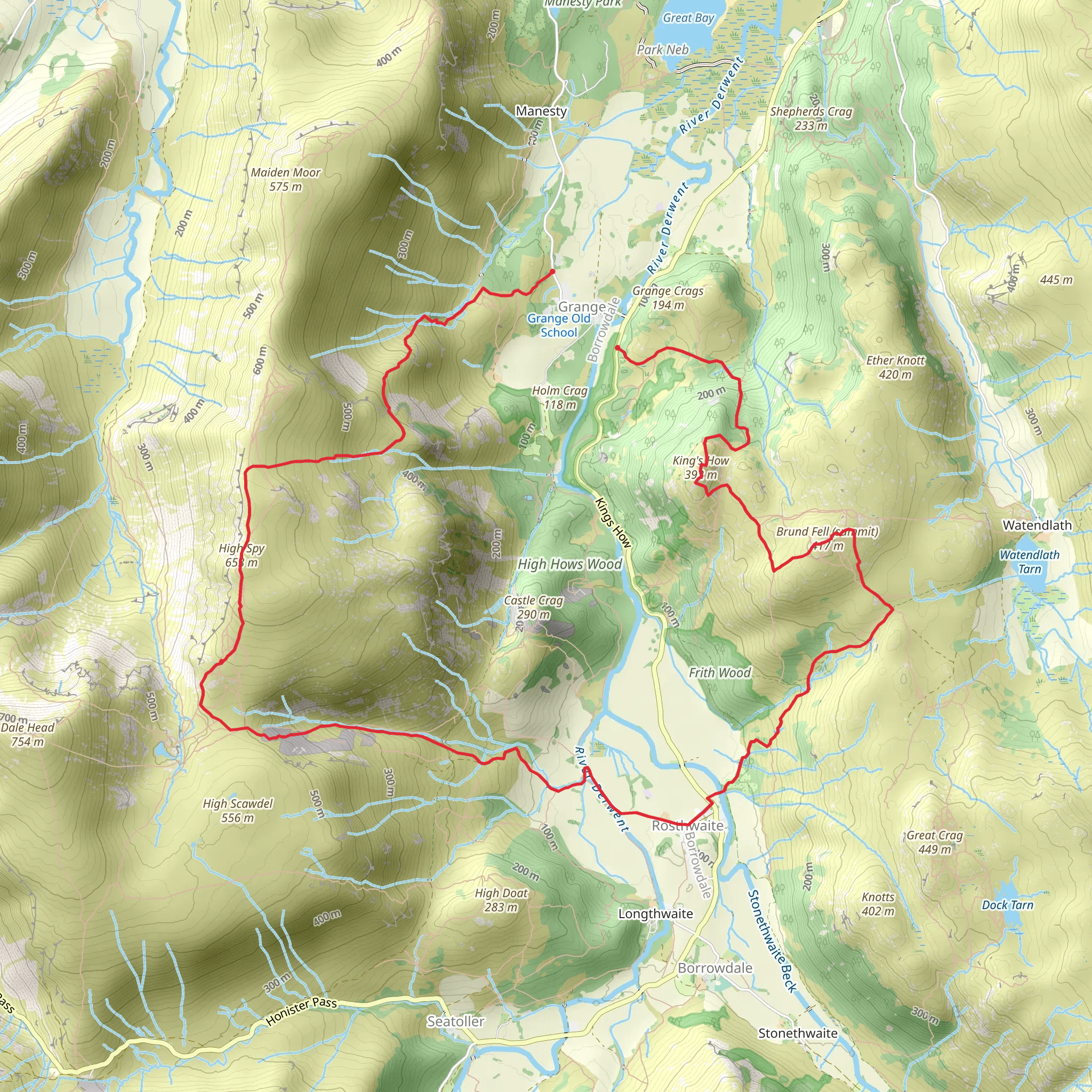 King's How - High Spy Loop from Grange mobile static map