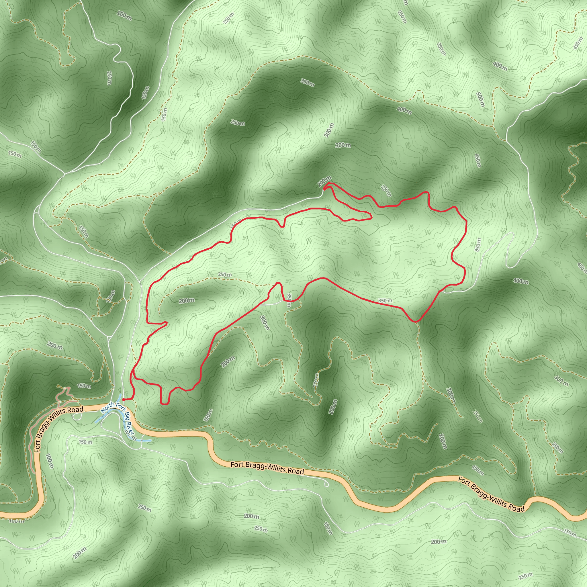 Fort Bragg-Willits Road Loop - North mobile static map