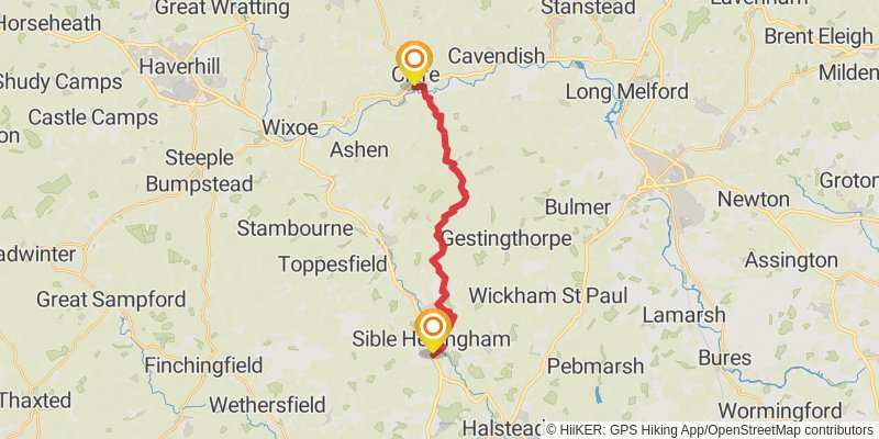Chelmsford to Clare Walk stage 3 Map