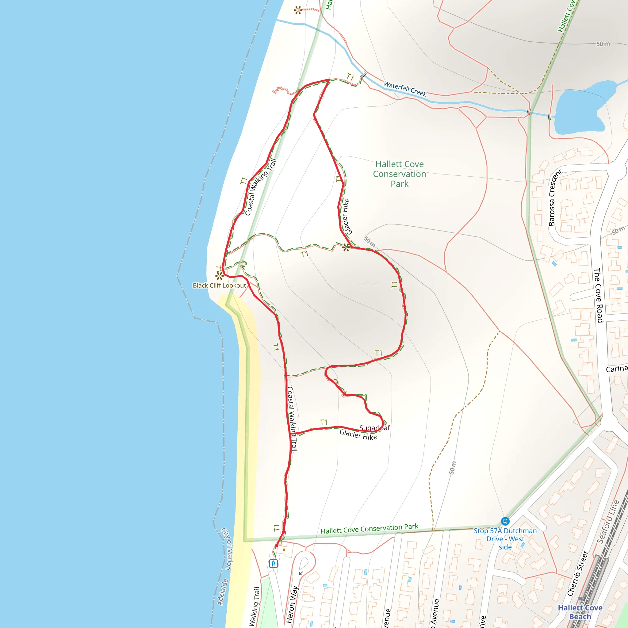 Glacial Hike - Hallett Cove Conservation Park mobile static map
