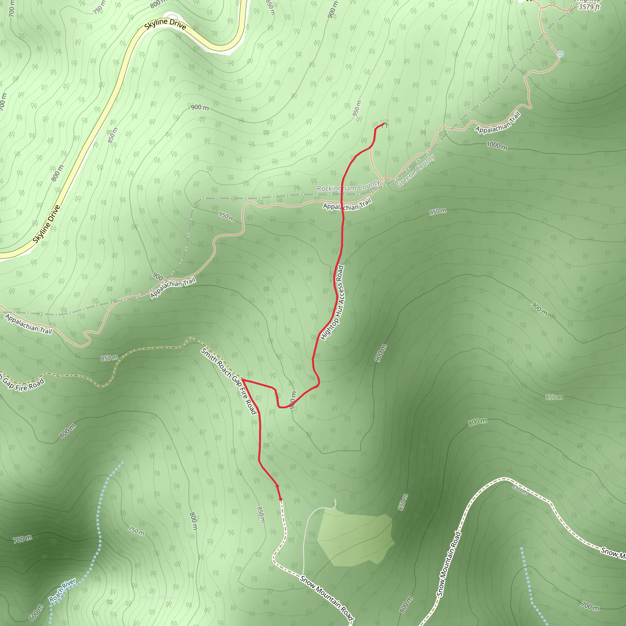 Hightop Hut via Smith Roach Gap Road Trail mobile static map