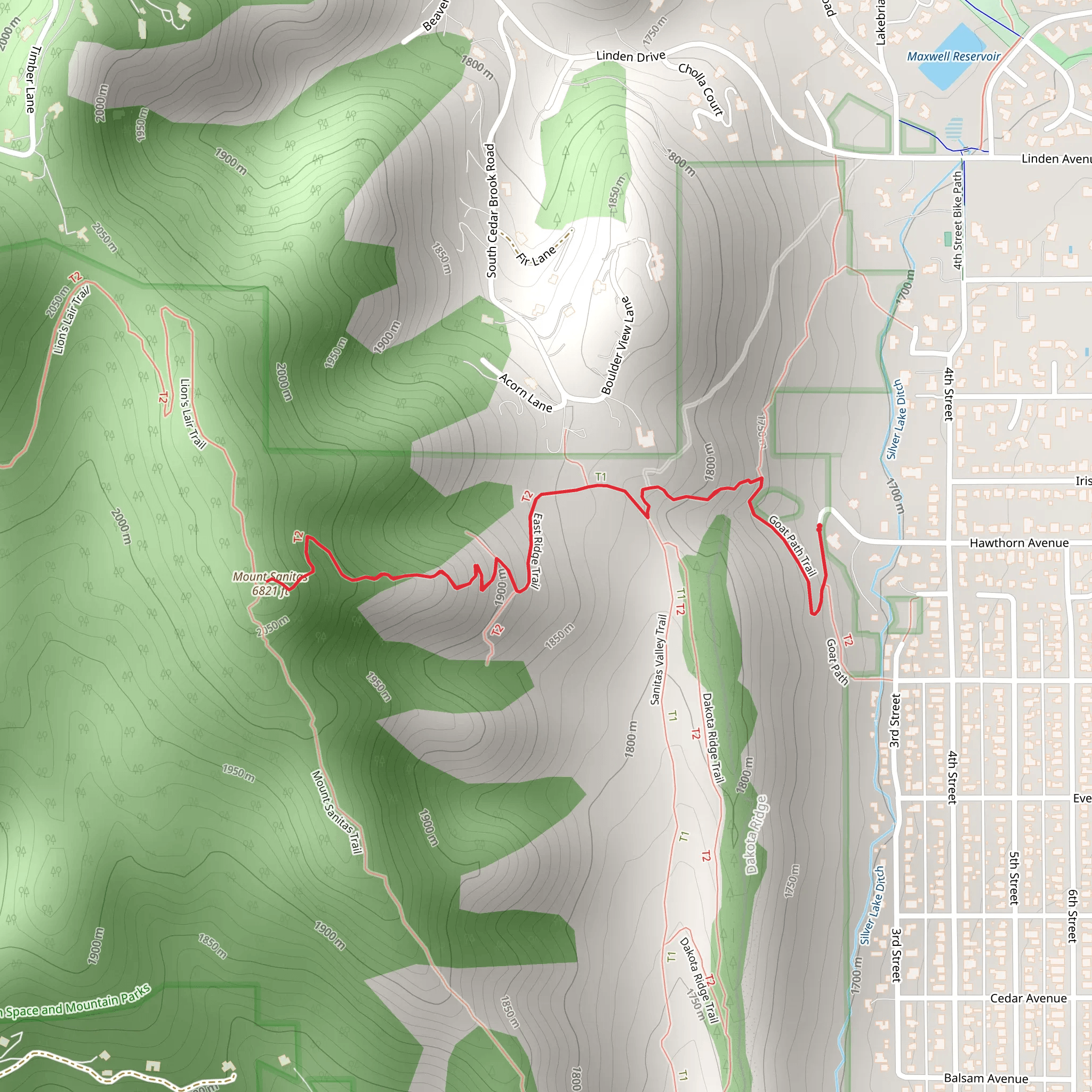 Mount Sanitas via Goat Path Trail mobile static map