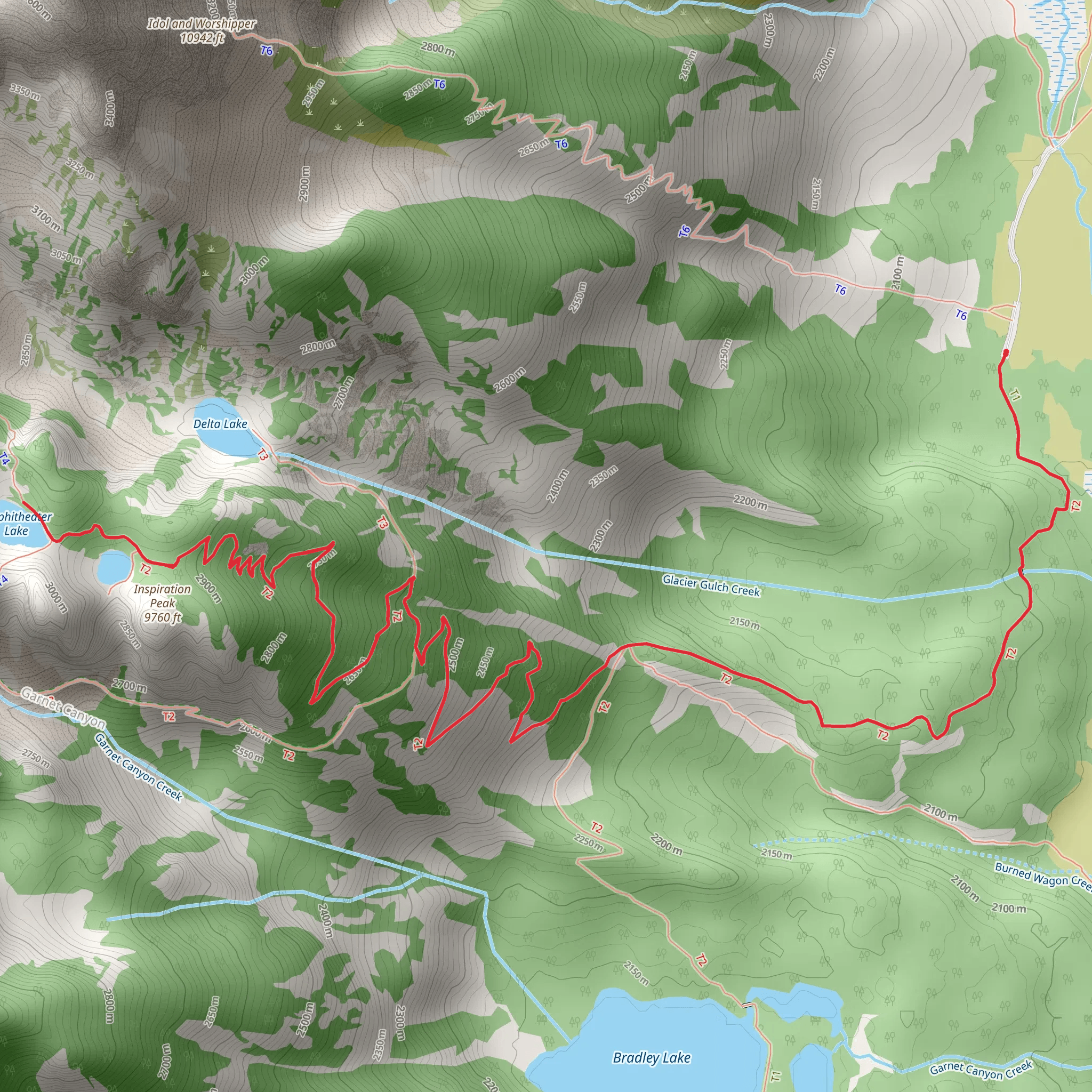 Amphitheater Lake via Valley Trail mobile static map