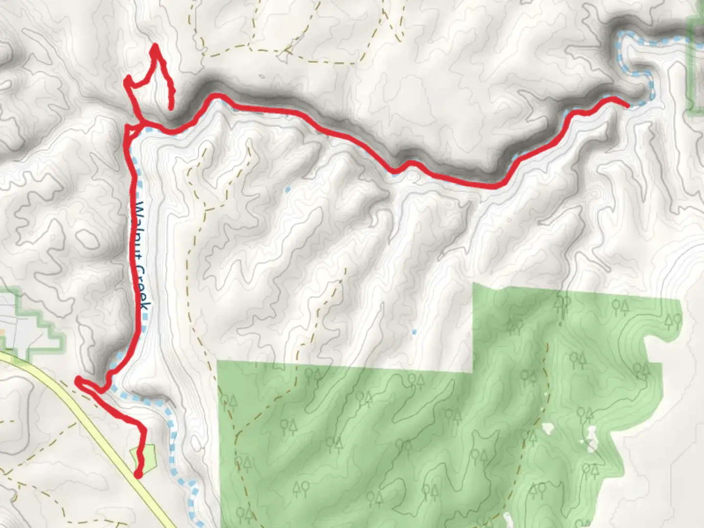 An image depicting the trail Walnut Creek and its surrounding area.