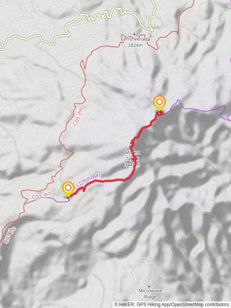 An image depicting the trail La Mosca Lookout and Mount Taylor via Continental Divide Trail and its surrounding area.