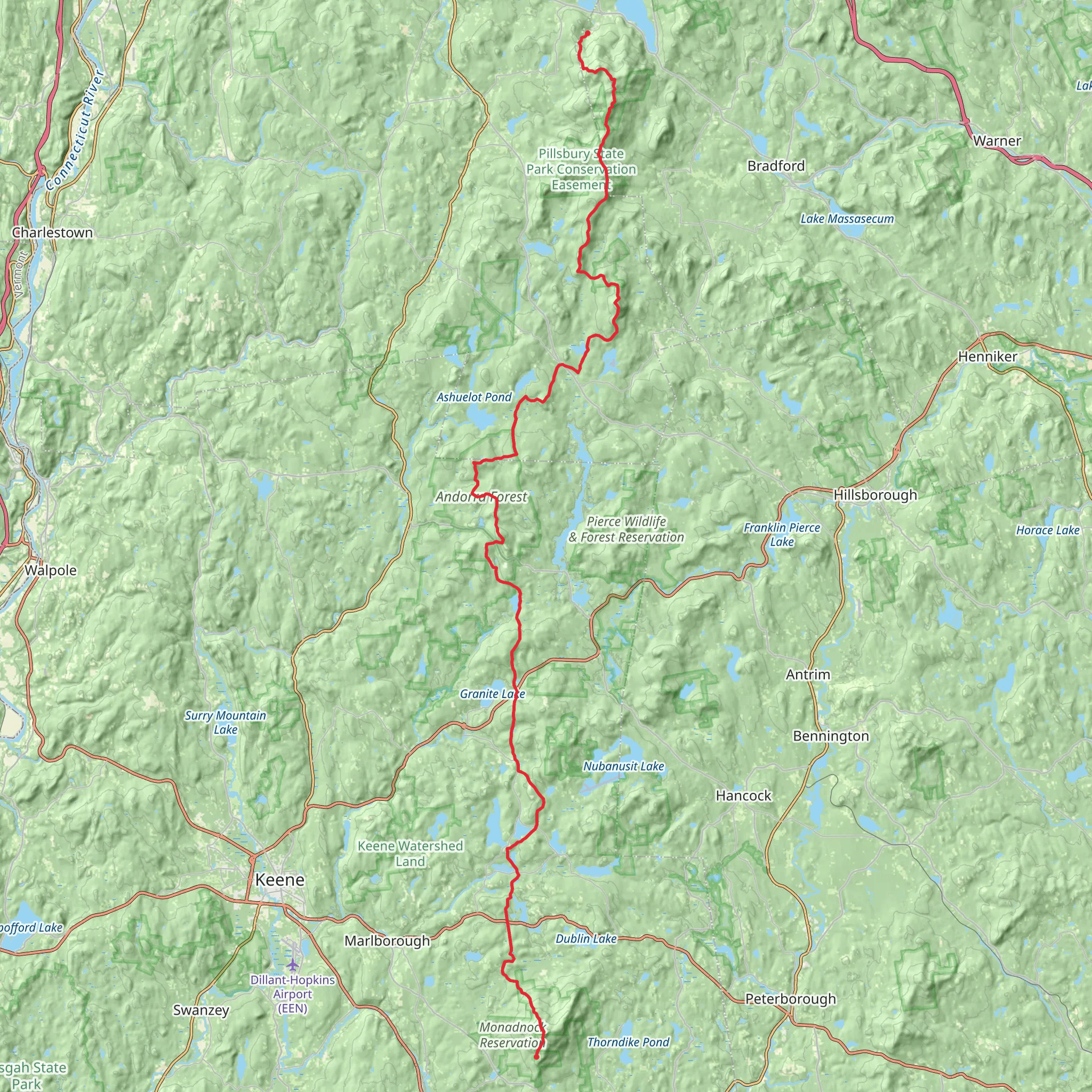 Monadnock - Sunapee Greenway Trail Point to Point mobile static map