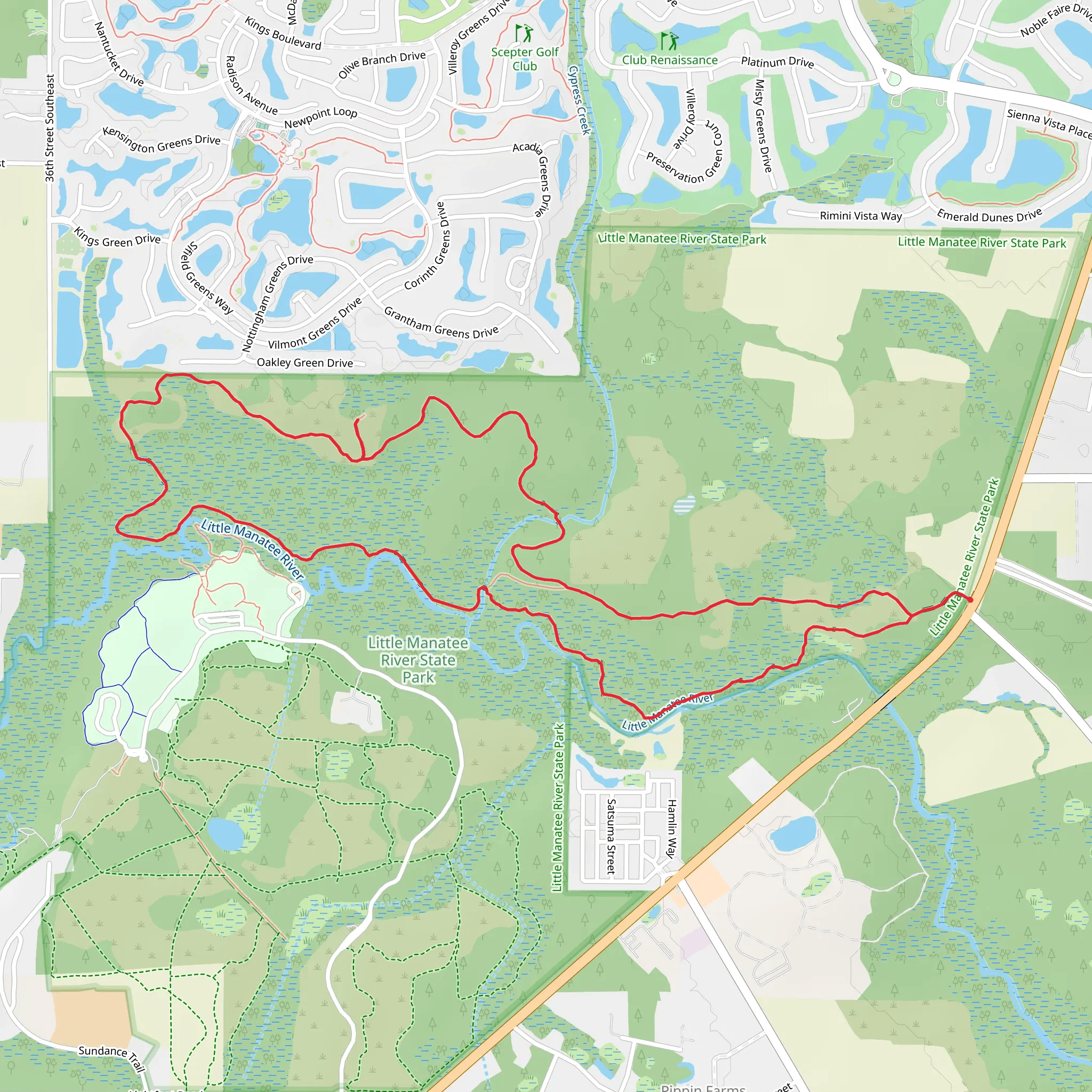 Little Manatee River State Park Loop Trail mobile static map