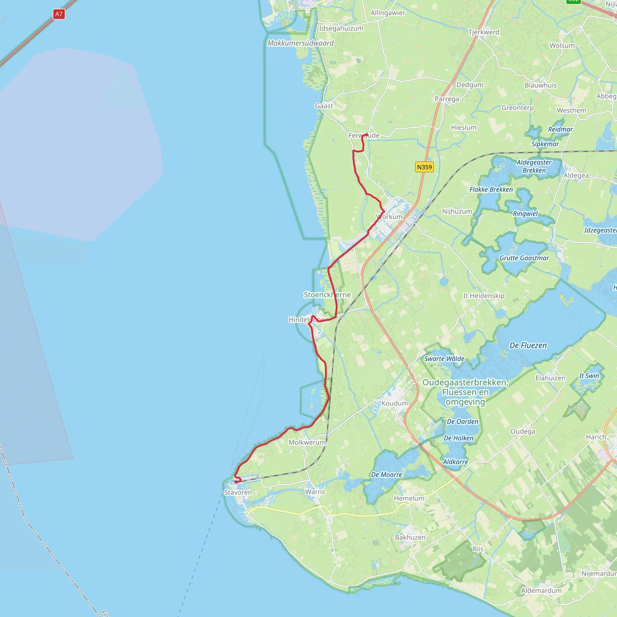 Ferwoude to Stavoren via Tillefonne and Bocht Molkwar mobile static map