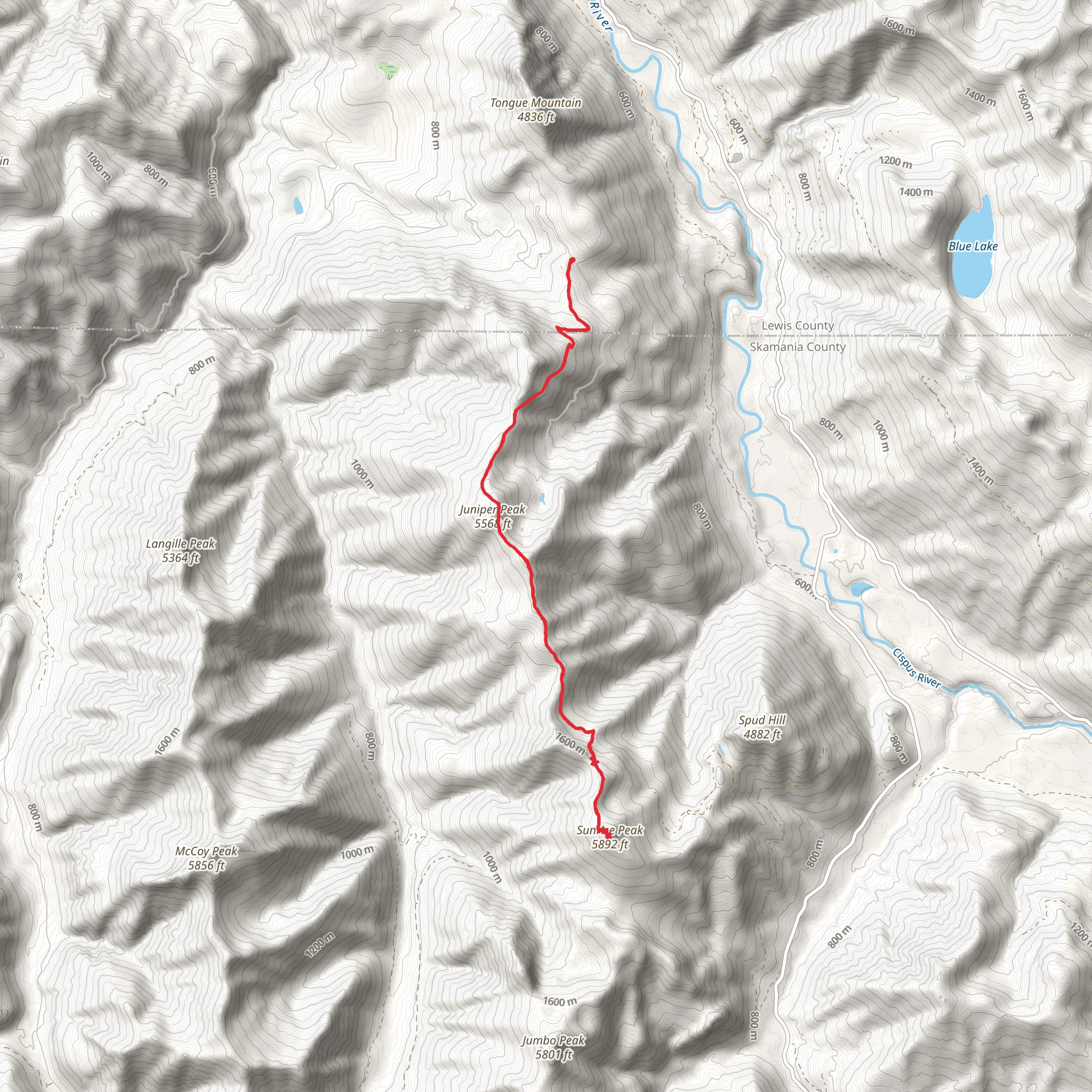 Sunrise Peak Trail mobile static map
