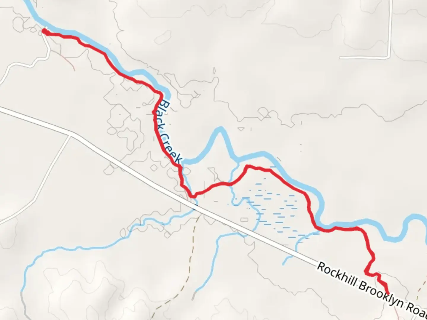 An image depicting the trail Black Creek National Recreation Trail and its surrounding area.