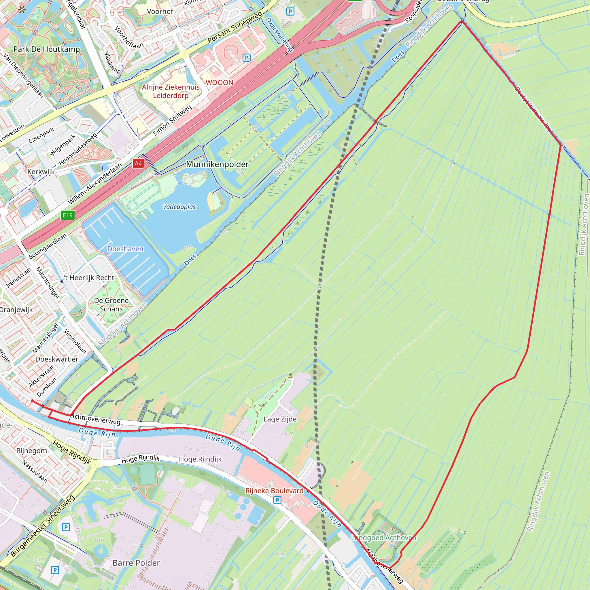 Ruigekade, Boerenlandpad - Achthoven and Jaagpad Loop mobile static map