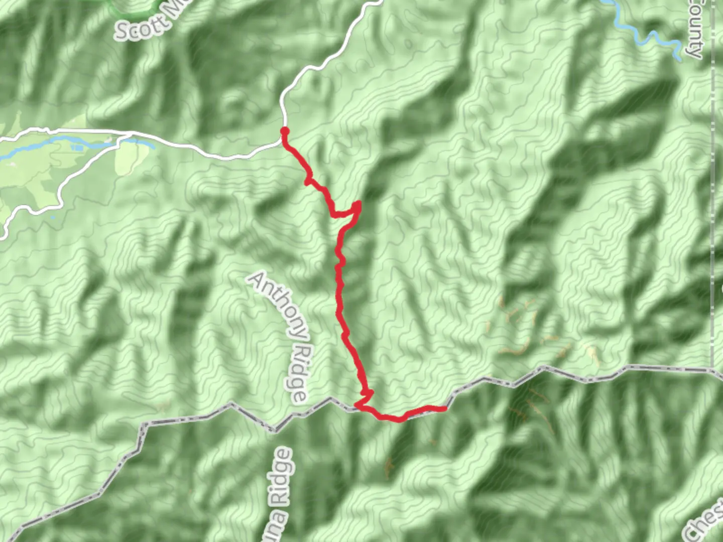 An image depicting the trail Rocky Top via Lead Cove Trail and its surrounding area.