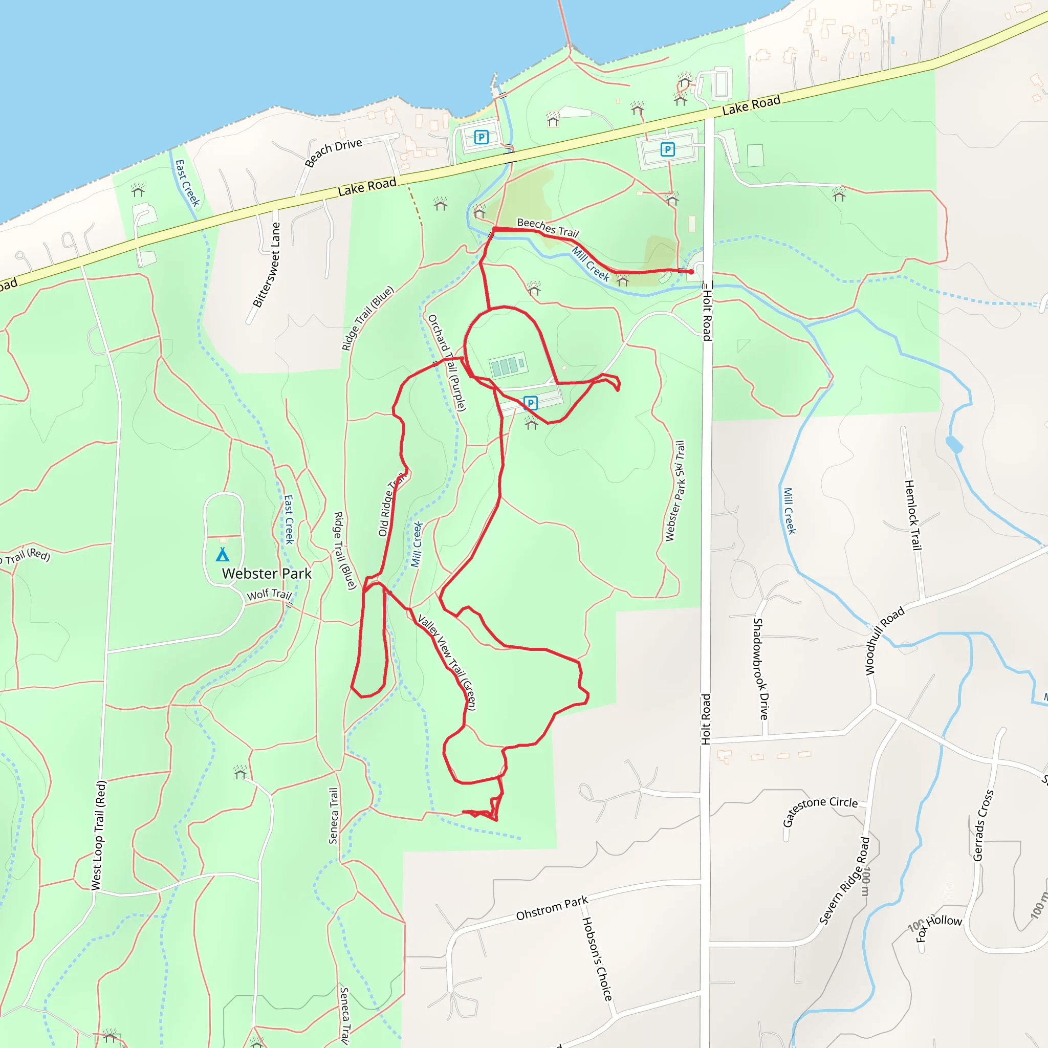 Valley View Trail - Green and Ridge Trail - Blue Loop mobile static map