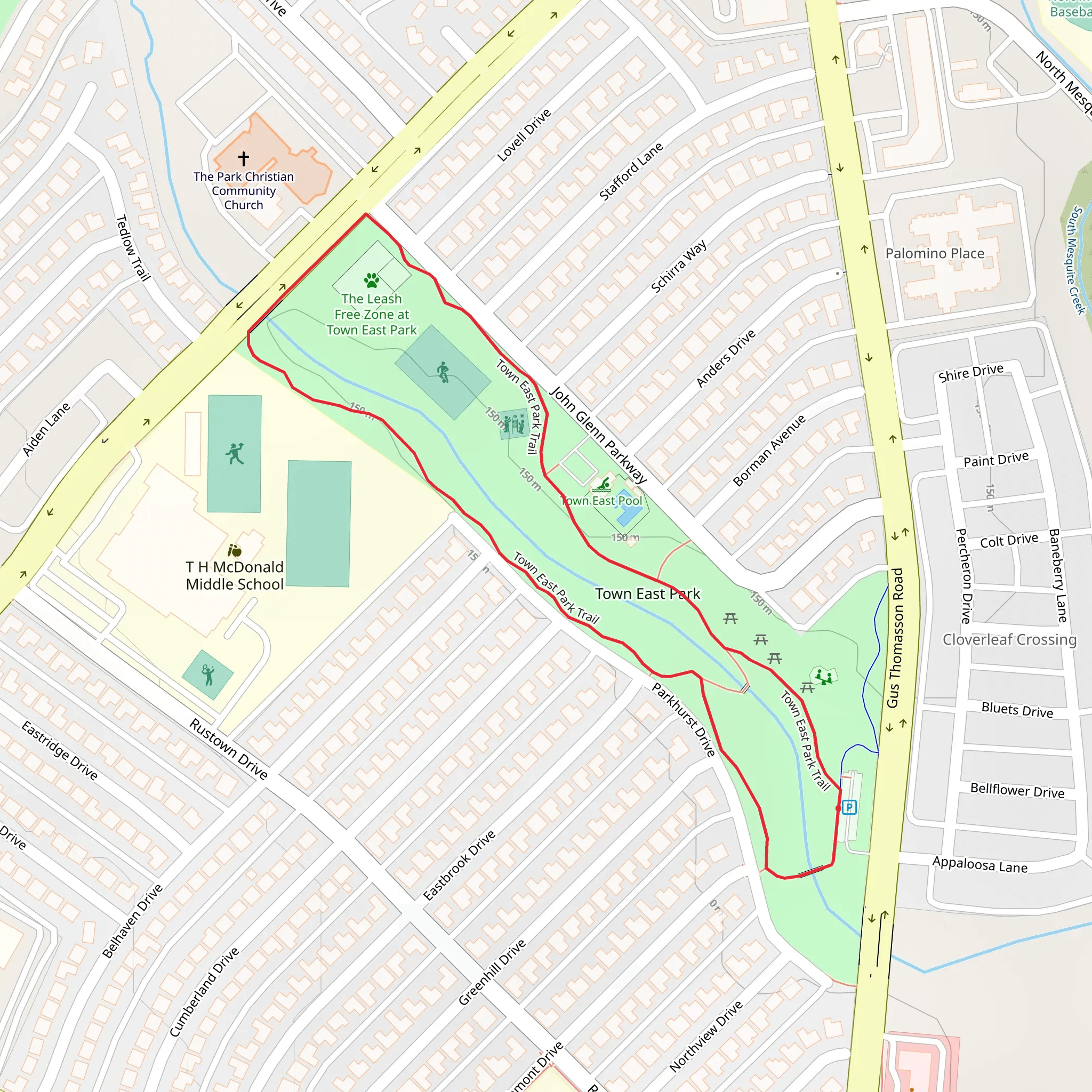 Town East Park Loop Trail mobile static map
