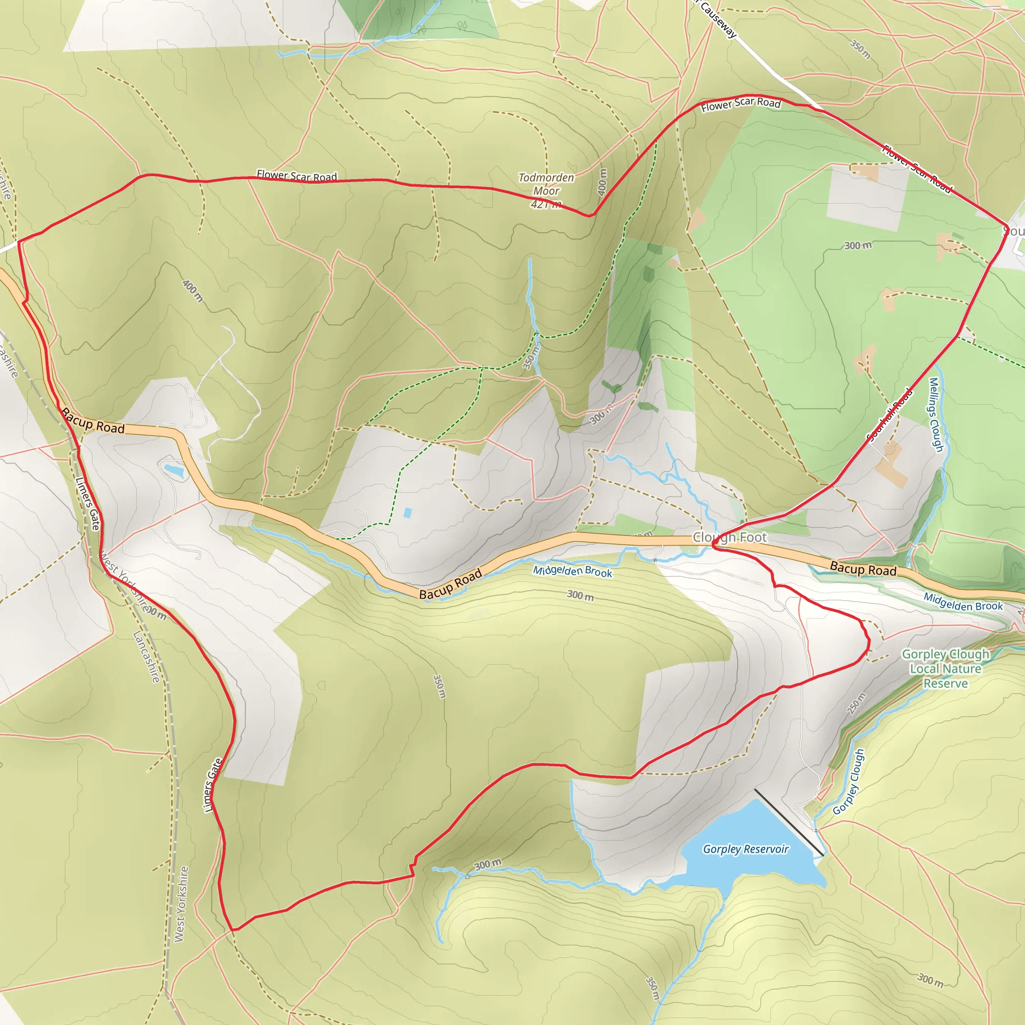 Todmorden Moor Loop - Sourhall mobile static map