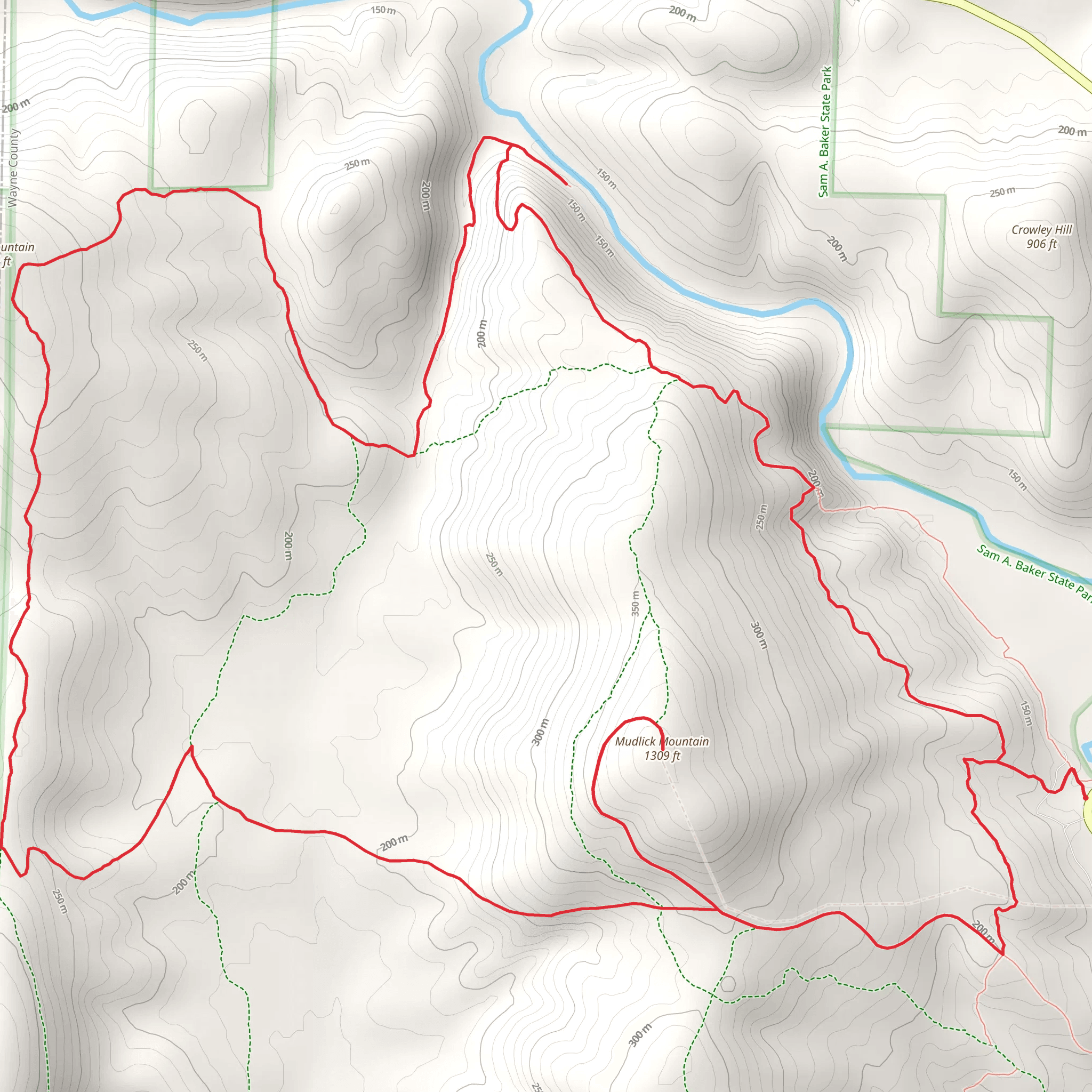 Green Mountain and Mudlick Mountain Hike Loop Trail mobile static map