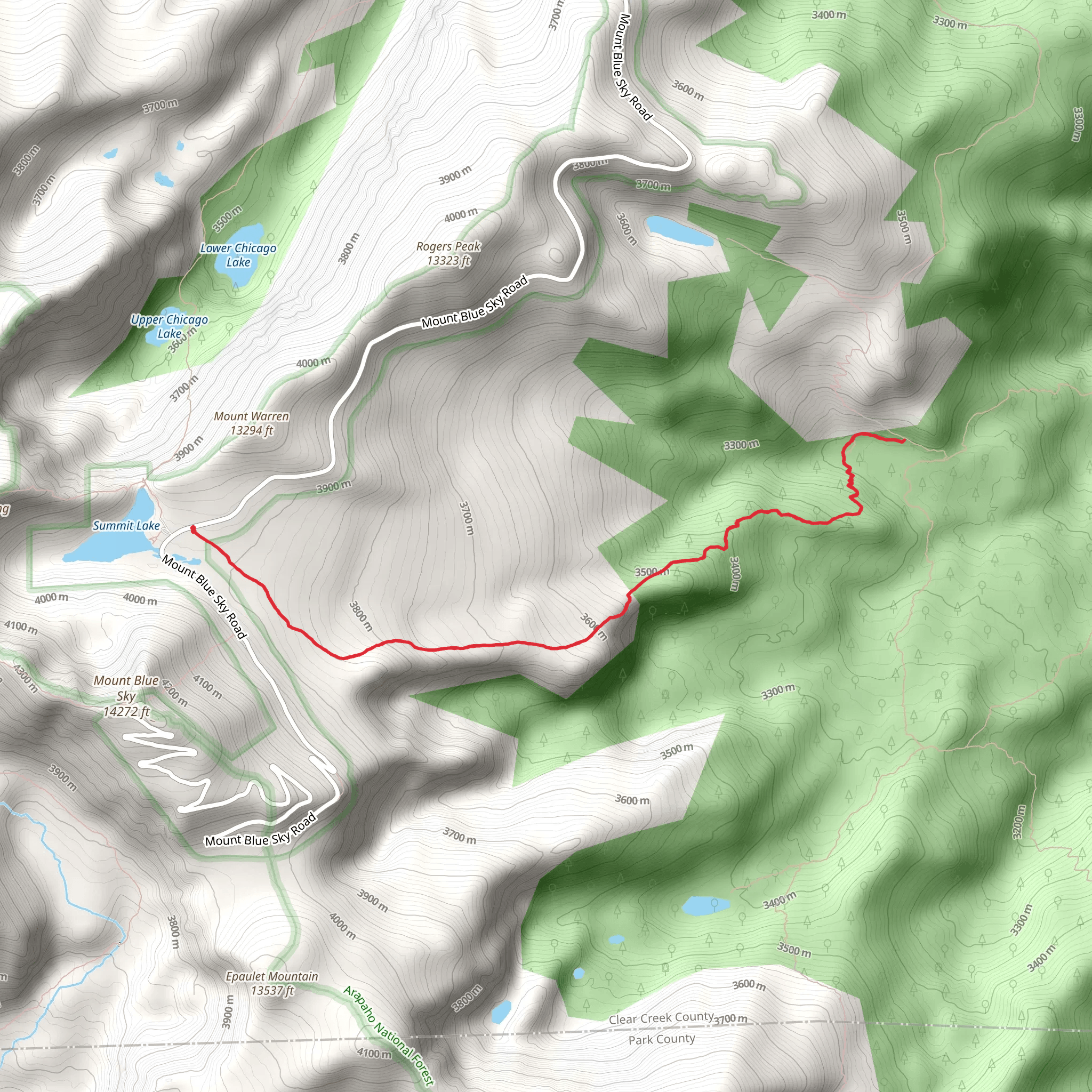 Summit Flats Trail mobile static map