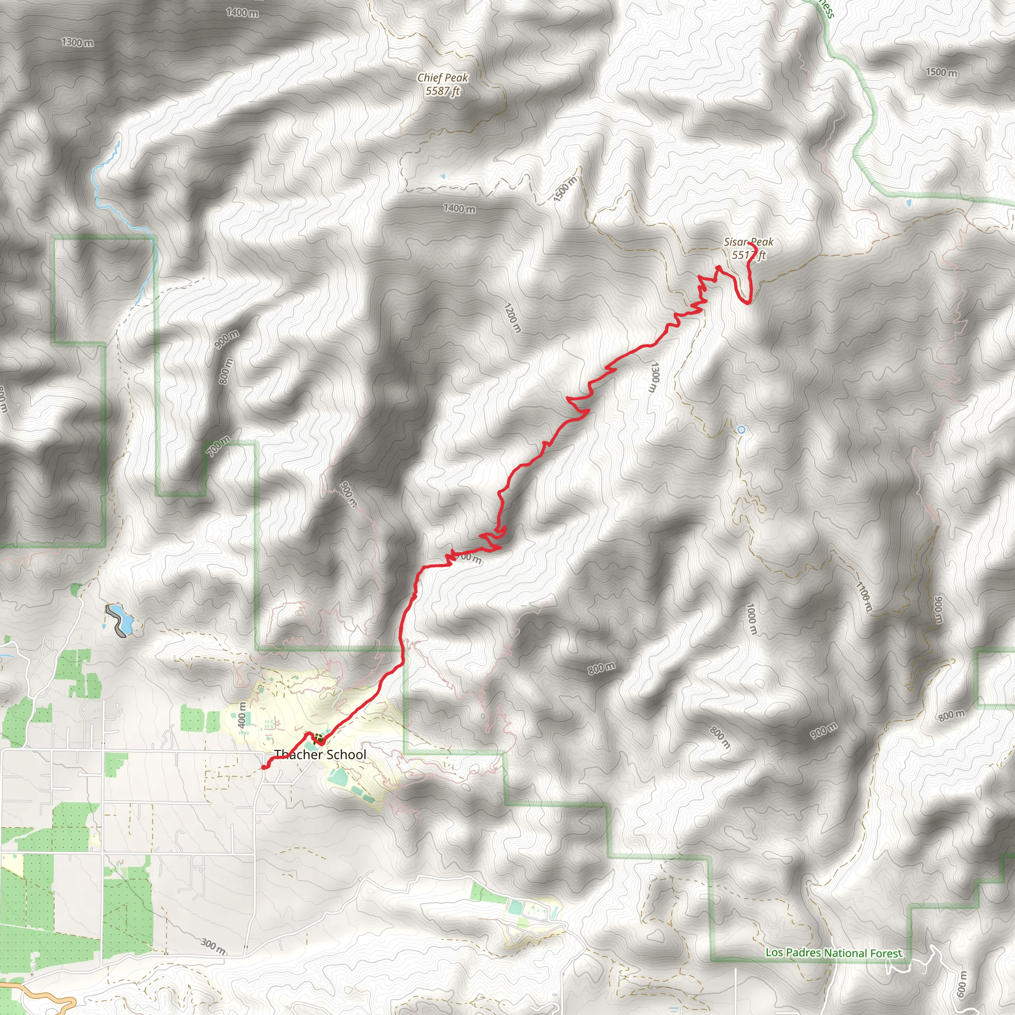 Sisar Peak via Horn Canyon Trail mobile static map