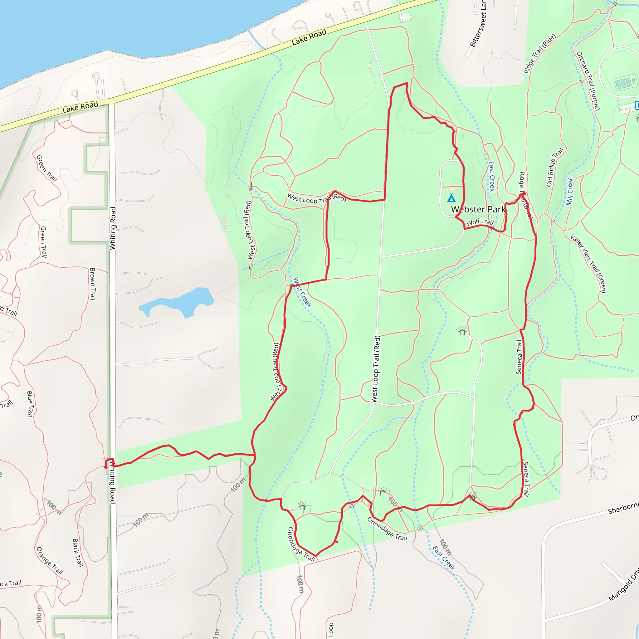 Onondaga Trail and West Loop Trail mobile static map