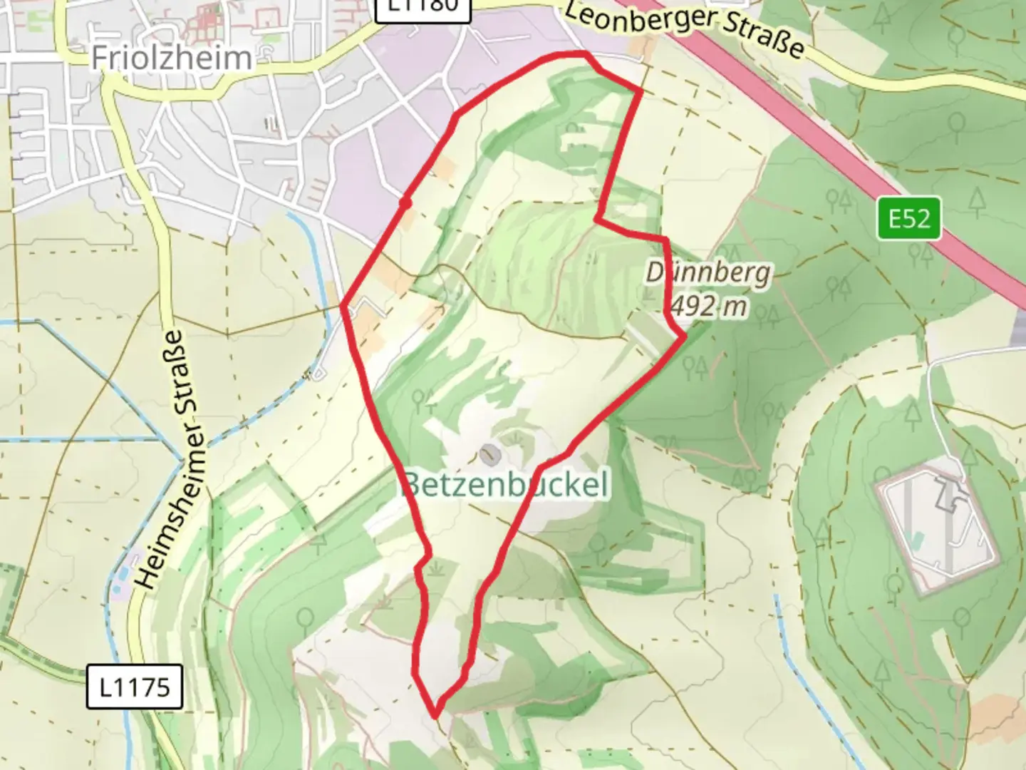 An image depicting the trail Betzenbuckel Loop and its surrounding area.